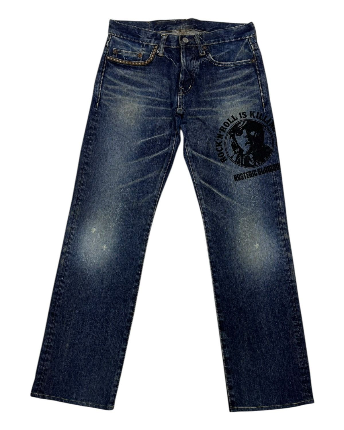 Hysteric Glamour × Japanese Brand × Undercover Hysteric Glamour Rock N Roll Is Killing Me Studded Jeans Size US 29 - 7 Thumbnail