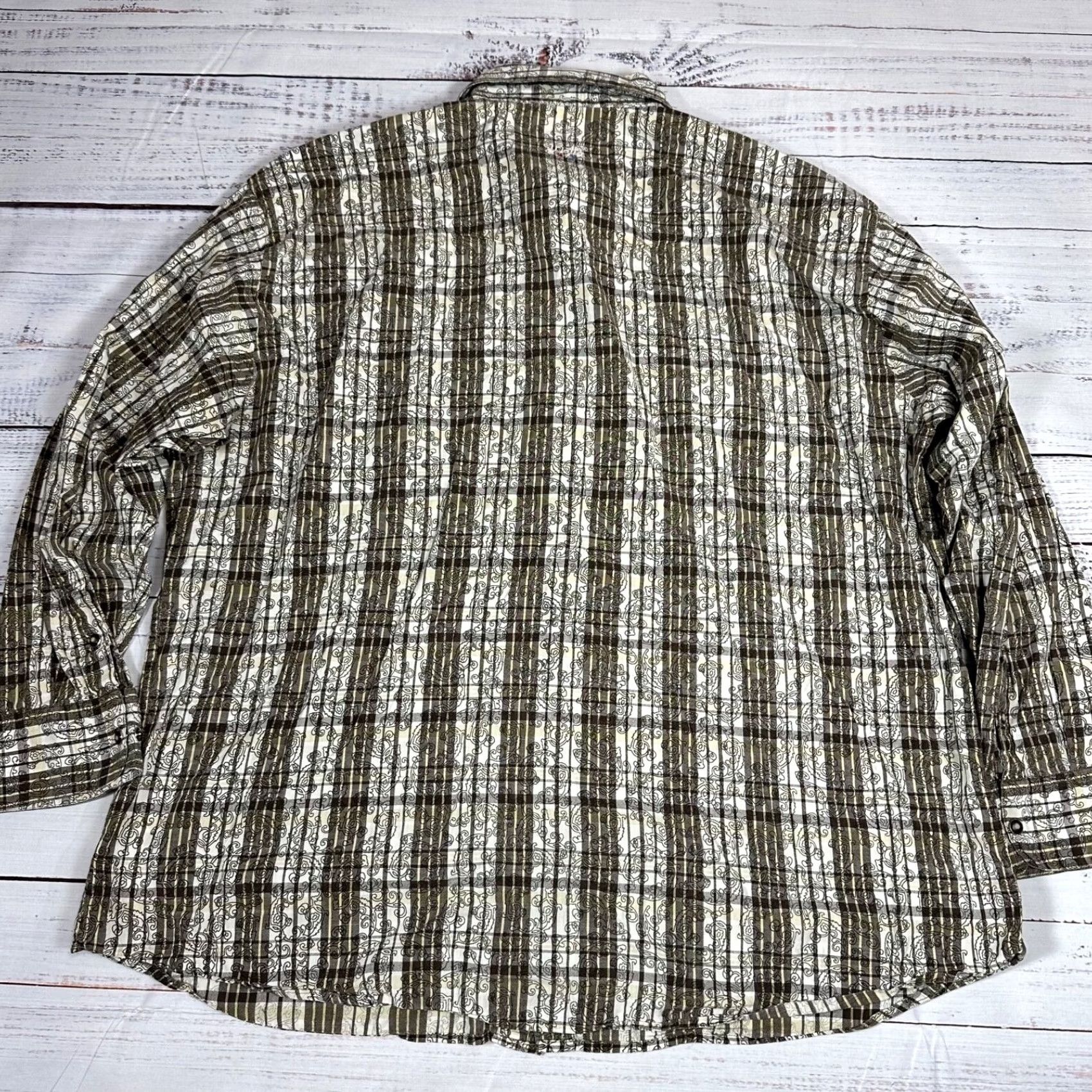 Walls Walls Mens Pearl Snap Western Shirt 2XL Brown Beige Plaid Cotton Shirt Mens Western 2XL Brown Size US XXL / EU 58 / 5 - 4 Thumbnail