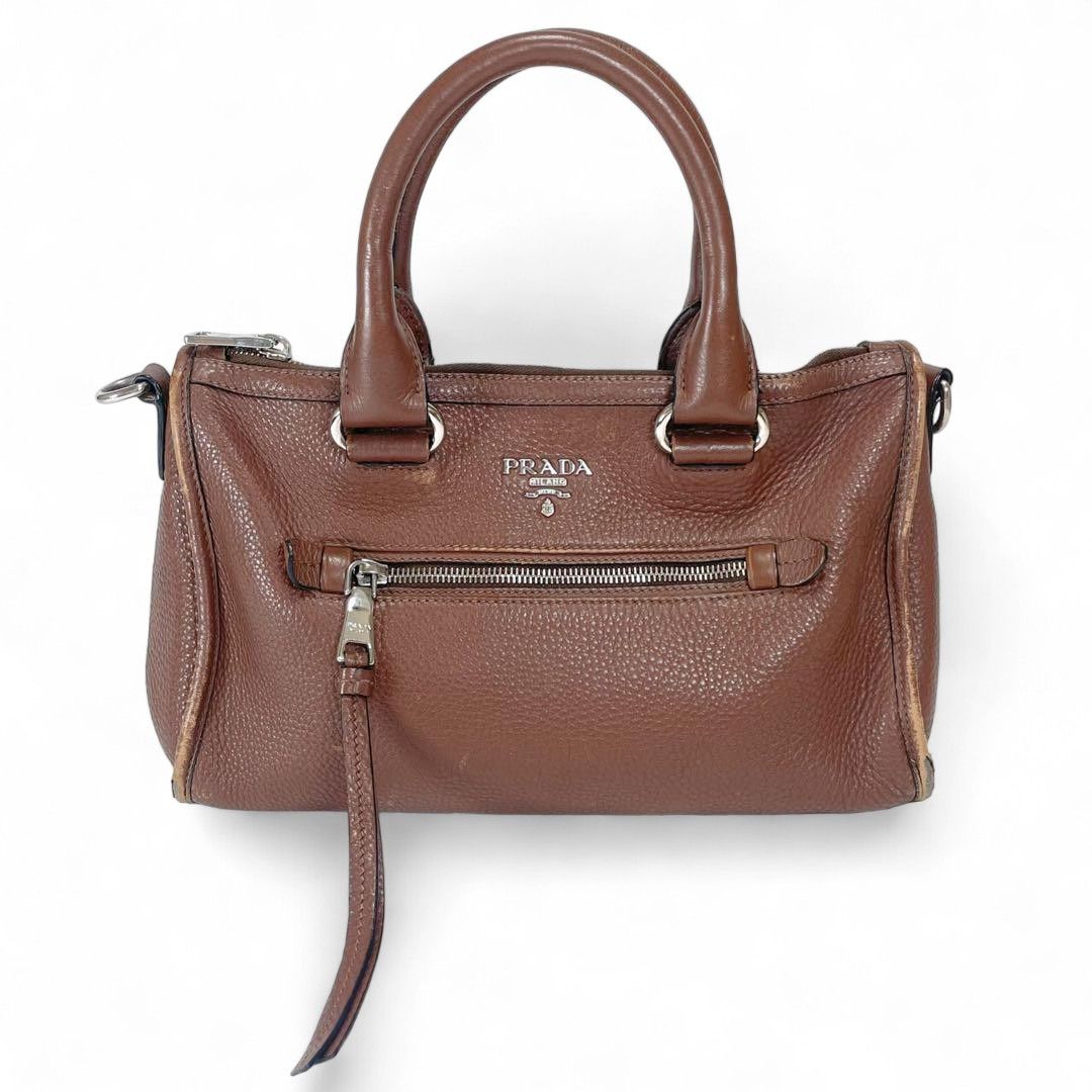 Prada Prada - Brown Leather Handbag Shoulder Bag Size ONE SIZE - 2 Thumbnail