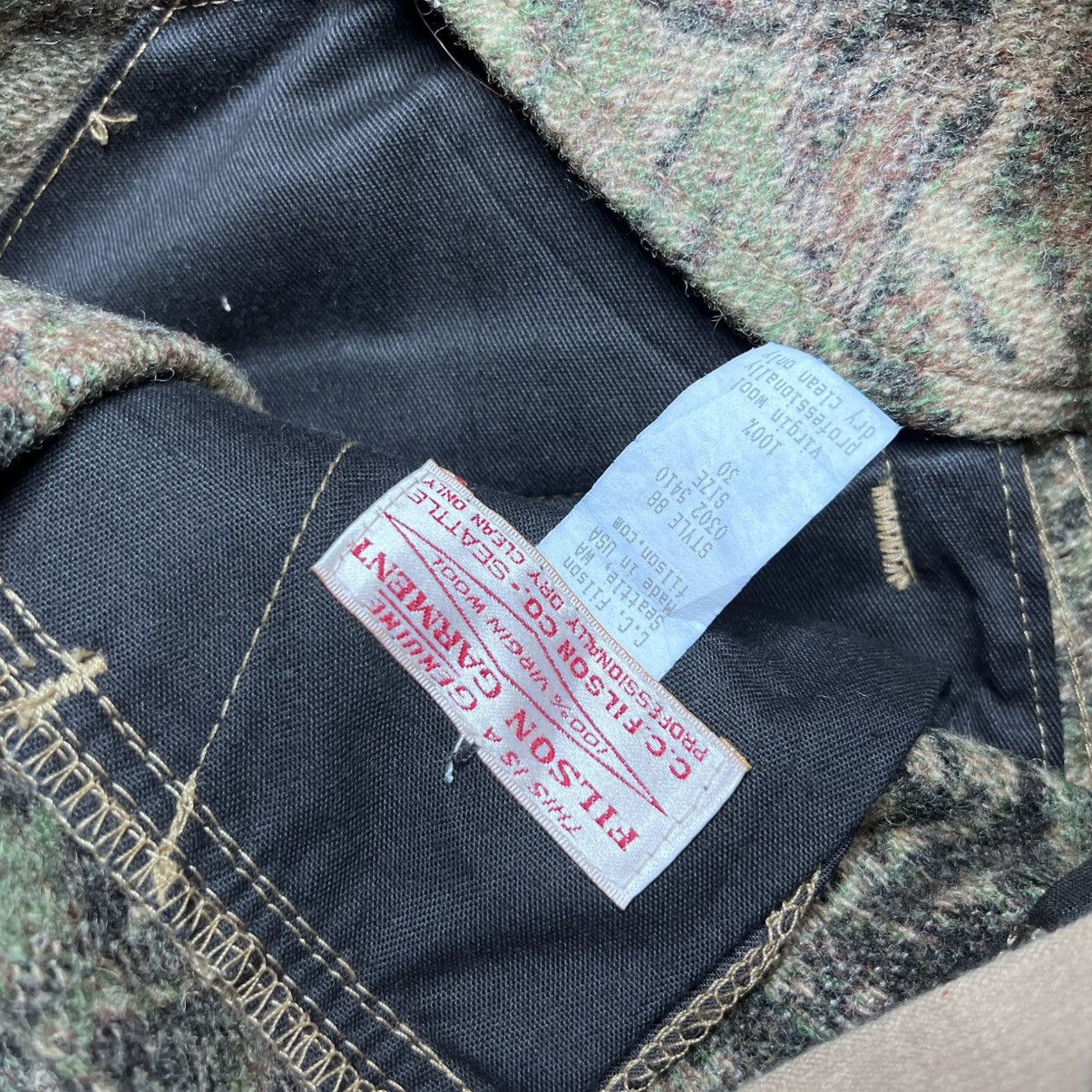 Filson × Vintage Vtg C.C. Filson Mackinaw Wool Advantage Timber Camo Overalls Size US 30 / EU 46 - 3 Thumbnail