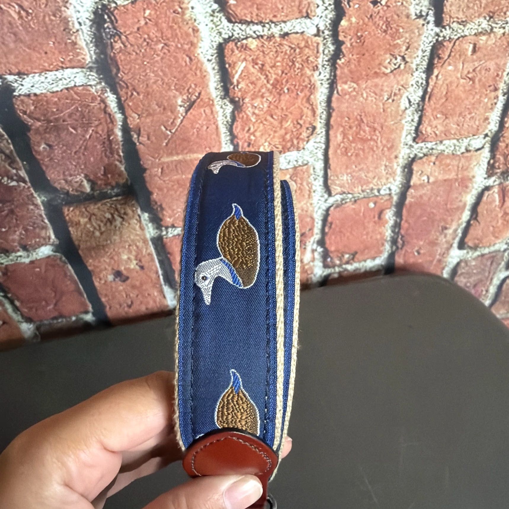 Vintage VINTAGE Jos A Bank Belt Duck Canvas 42 Inch Brass Buckle Leather Brown Men Belt Size 42 - 2 Thumbnail
