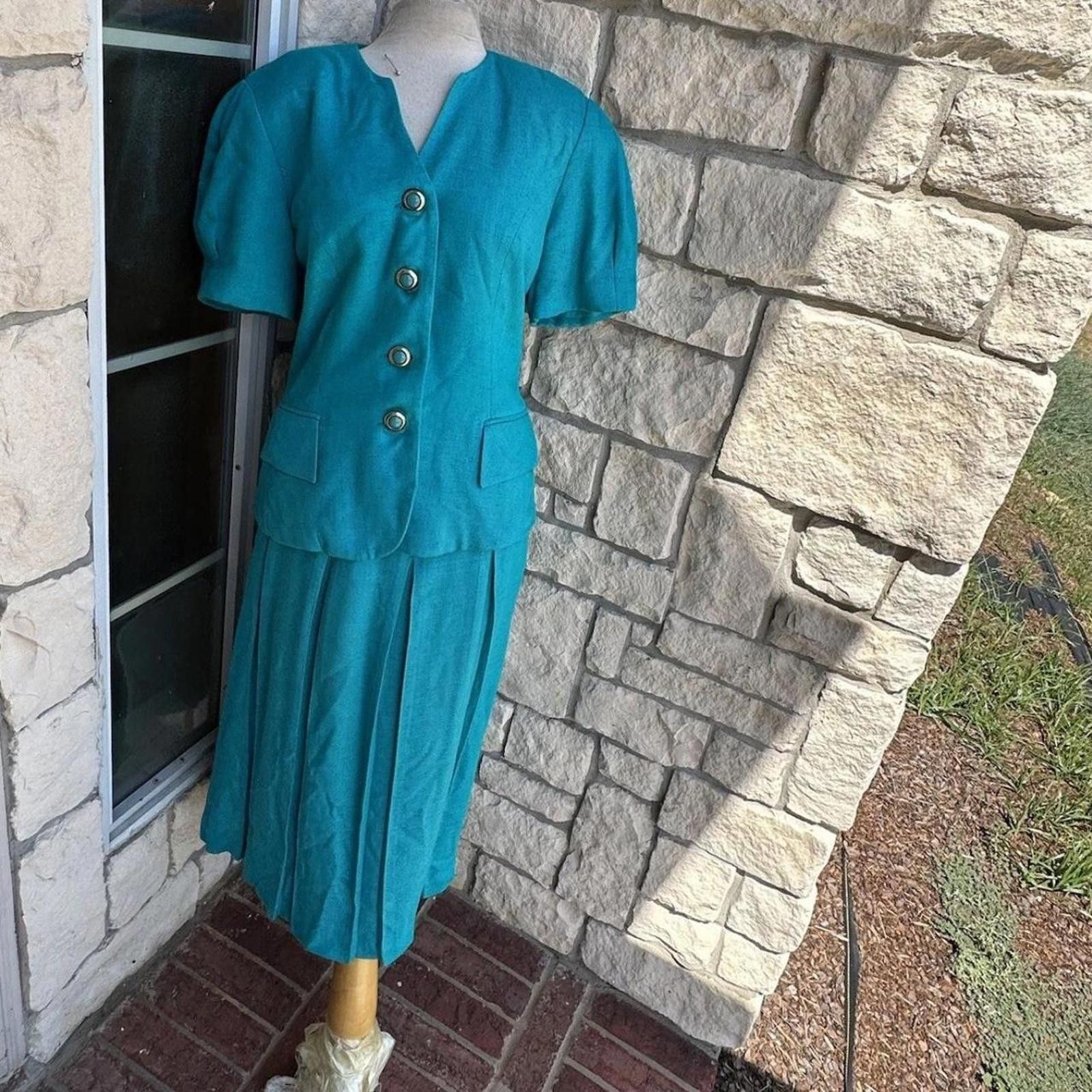 Other Teal green 80s 90s vintage set with matching jacket fashion Size M / US 6-8 / IT 42-44 - 1 Thumbnail