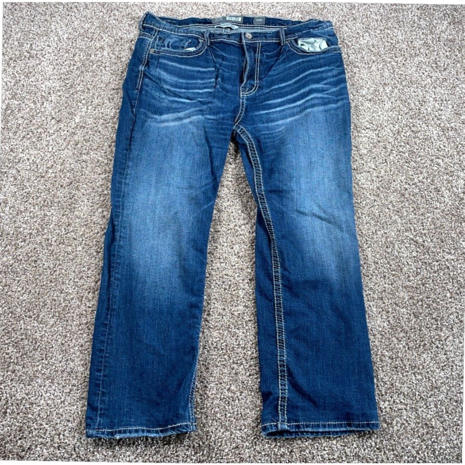 Vintage VINTAGE BKE Tyler Men's 38R Straight Leg Blue Denim Stretch Jeans 37 x 27 Y2K Retro Grunge Style Mens Size US 38 / EU 54 - 2 Thumbnail