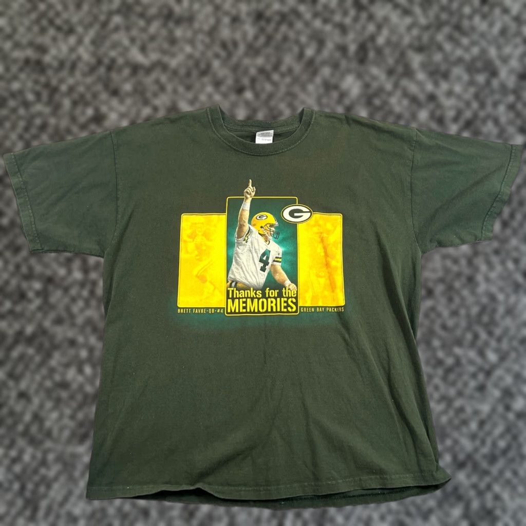 Gildan VINTAGE Green Bay Packers Brett Favre T-Shirt XL Green Classic Mens Size US XL / EU 56 / 4 - 1 Thumbnail