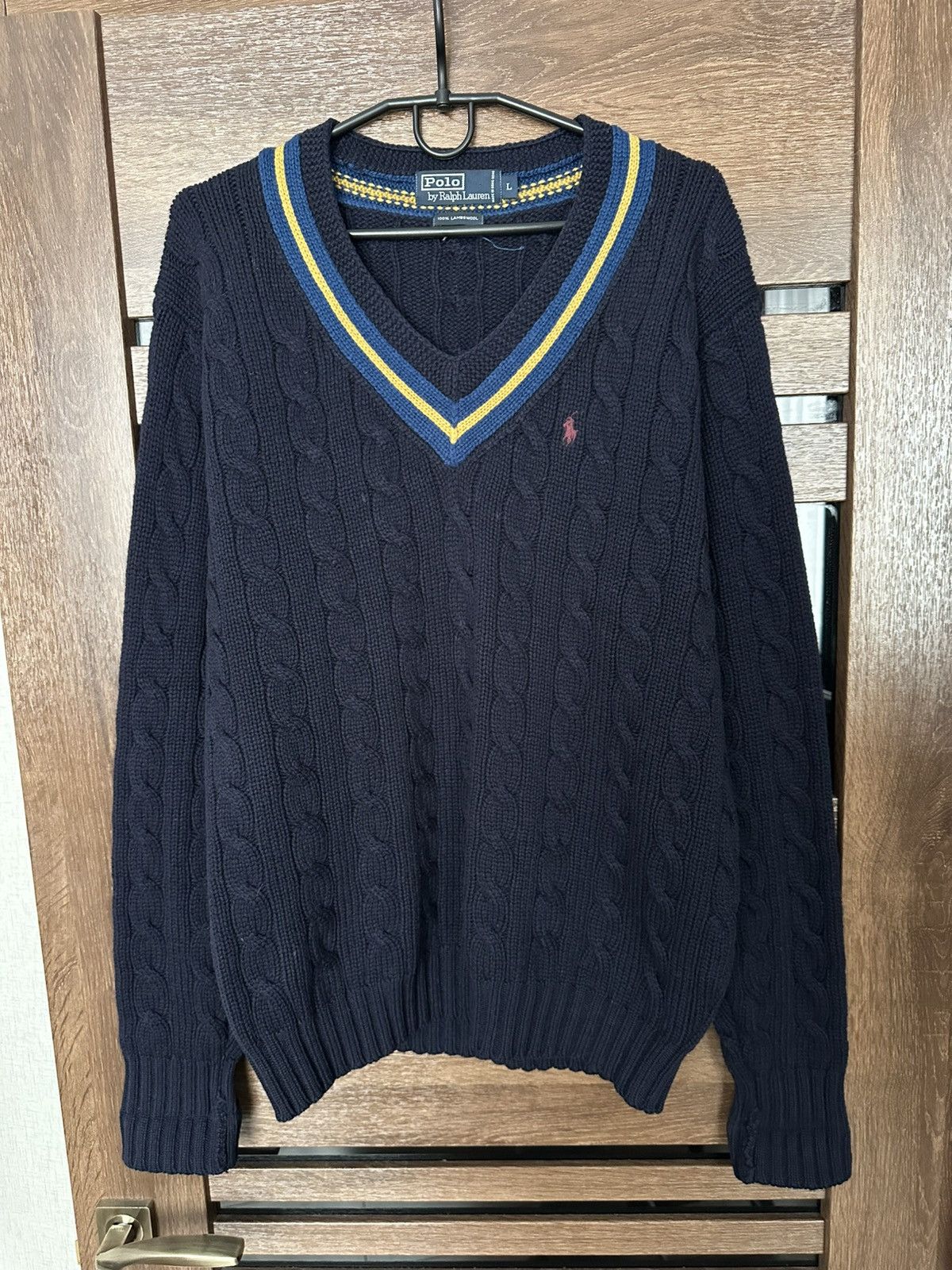 Polo Ralph Lauren Polo Ralph Lauren RL Vintage V-Neck Cable Wool Sweater 90s Size US L / EU 52-54 / 3 - 2 Thumbnail
