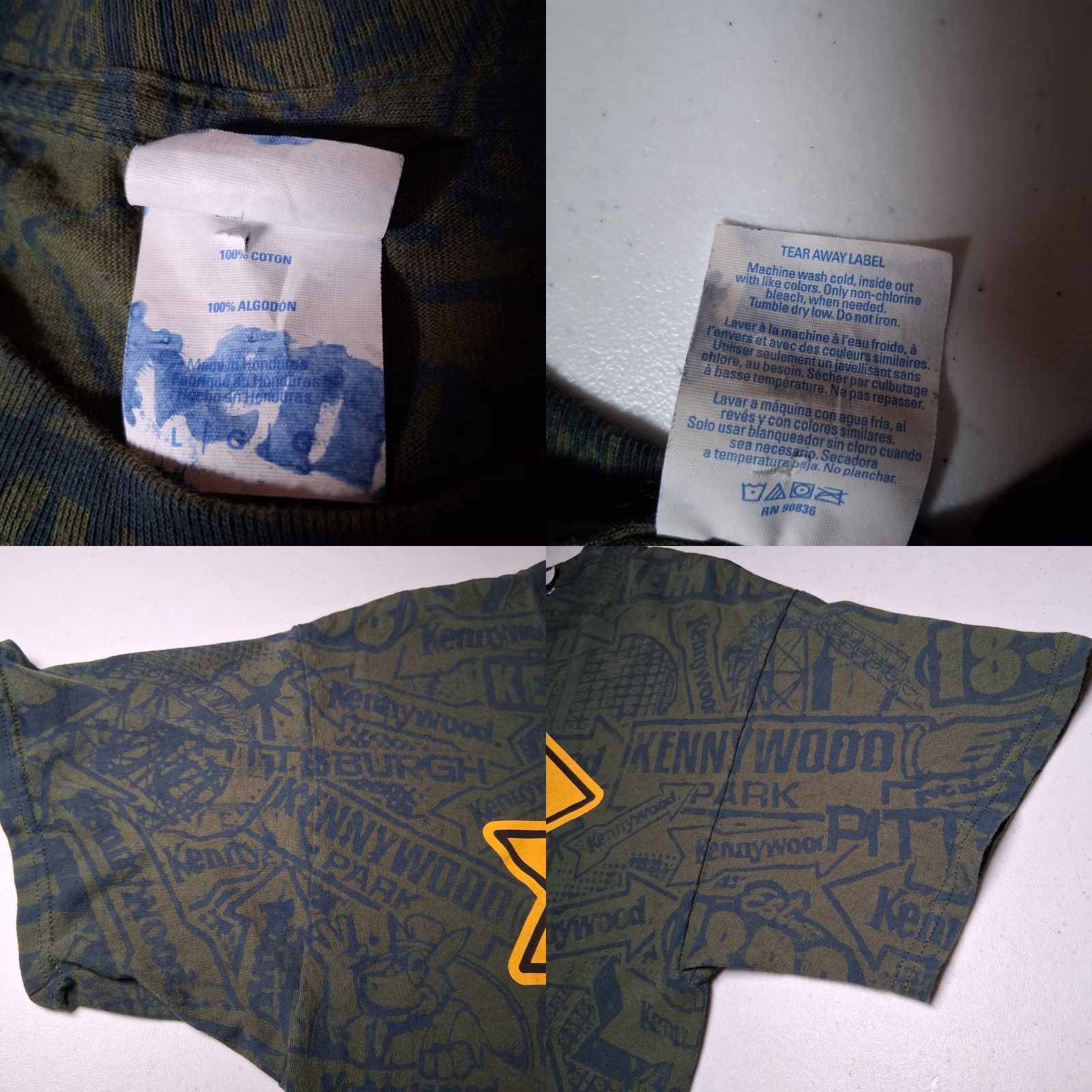 Port & Company Kennywood Shirt Men L All Over Print Army Green Amusement Park Pittsburgh PA Port & Company Regular Crew Neck Short Sleeve Cotton Knit Graphic Print Size US L / EU 52-54 / 3 - 8 Thumbnail