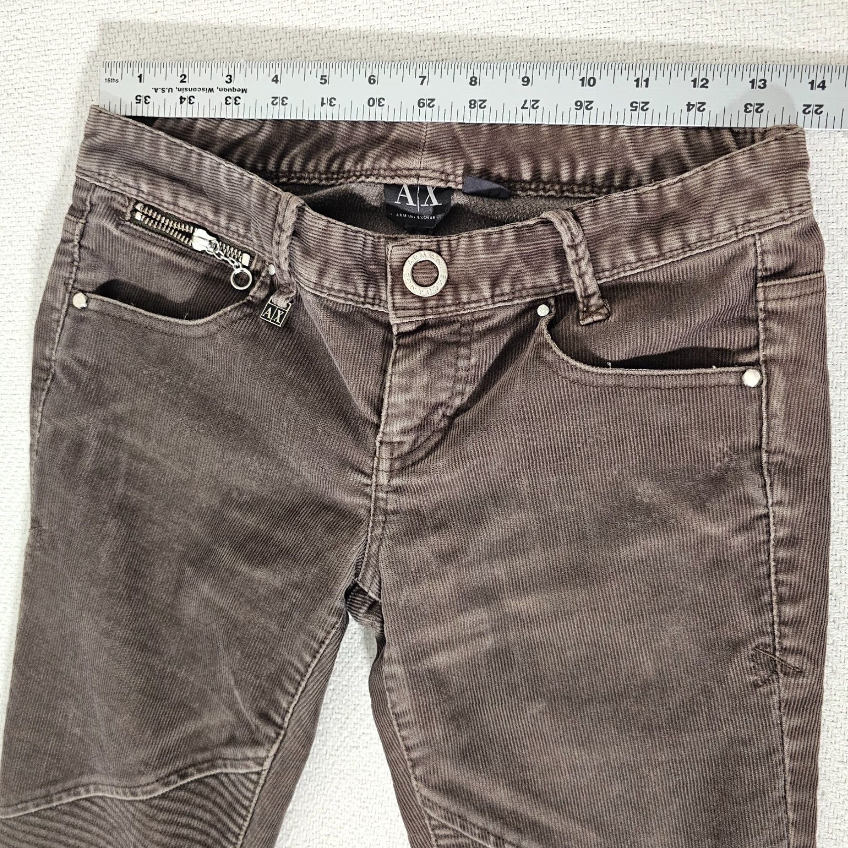 Armani Exchange Armani Exchange Women's Corduroy Jeans Skinny Size 0 Brown Inseam 31" Zipper Accents Size 25" / US 0 / IT 36 - 4 Thumbnail