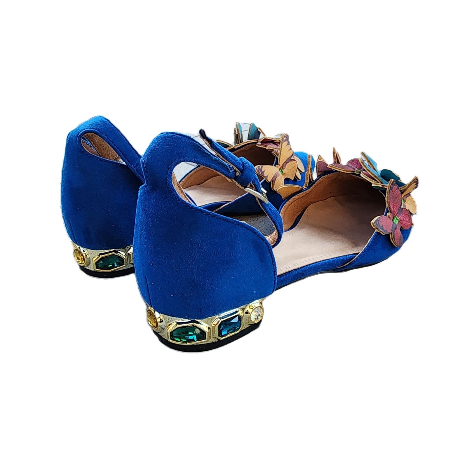 Designer NUYG 3D Butterfly Appliqué Faux Suede Gem Embellished Flats Size US 9 / IT 39 - 7 Thumbnail