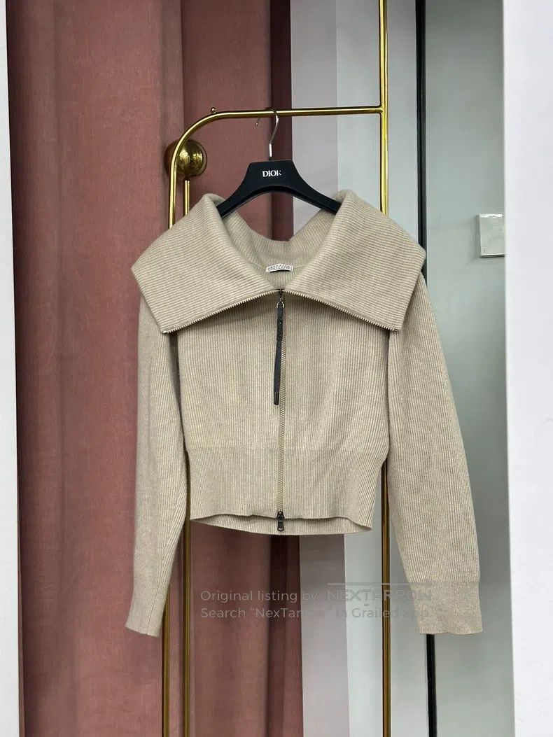 Brunello Cucinelli Brunello Cucinelli Collar Cashmere Sweater Long Sleeve Top Size M / US 6-8 / IT 42-44 - 1 Thumbnail