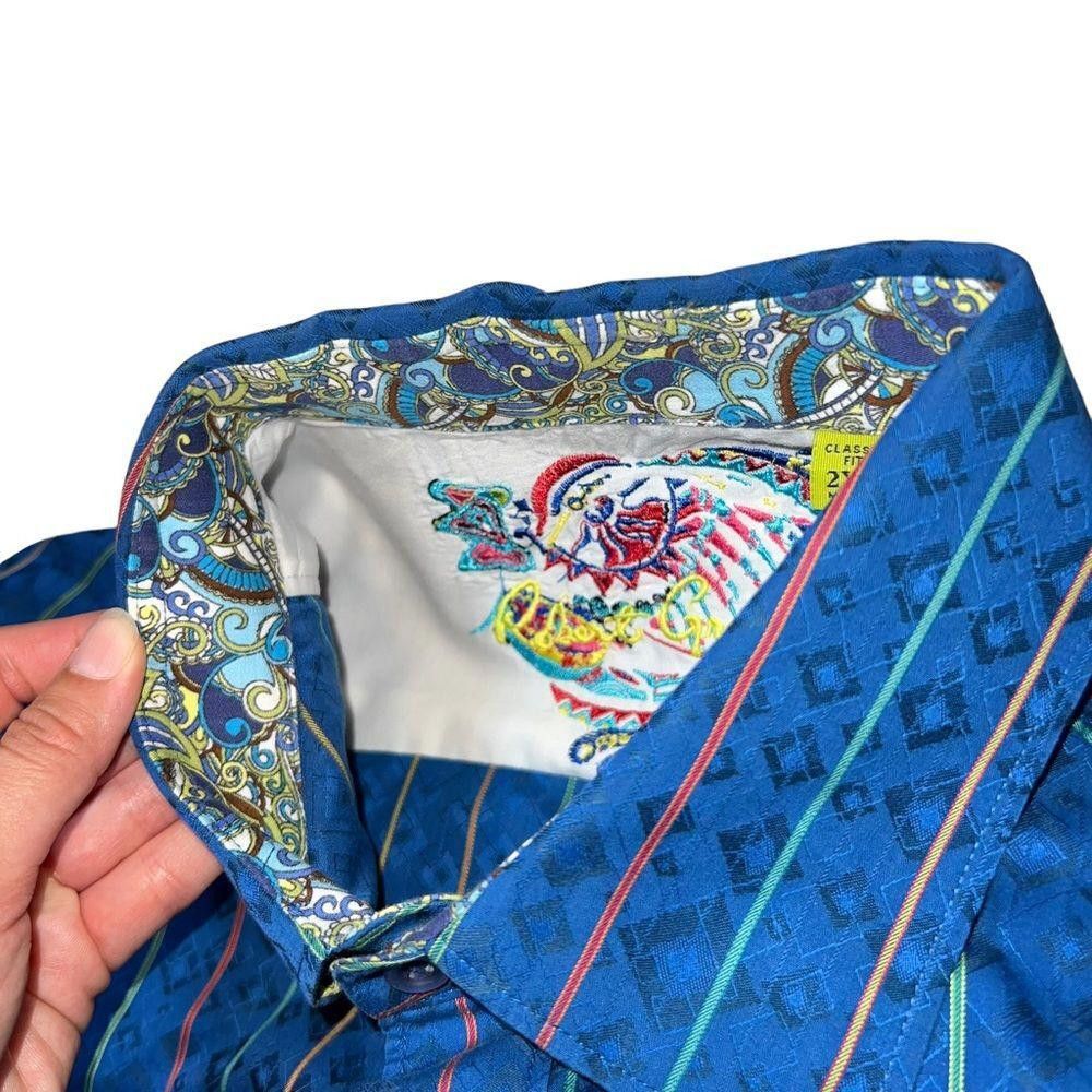 Robert Graham Robert Graham Blue Button Down Dress Shirt Size 2XL Size 48R - 4 Thumbnail