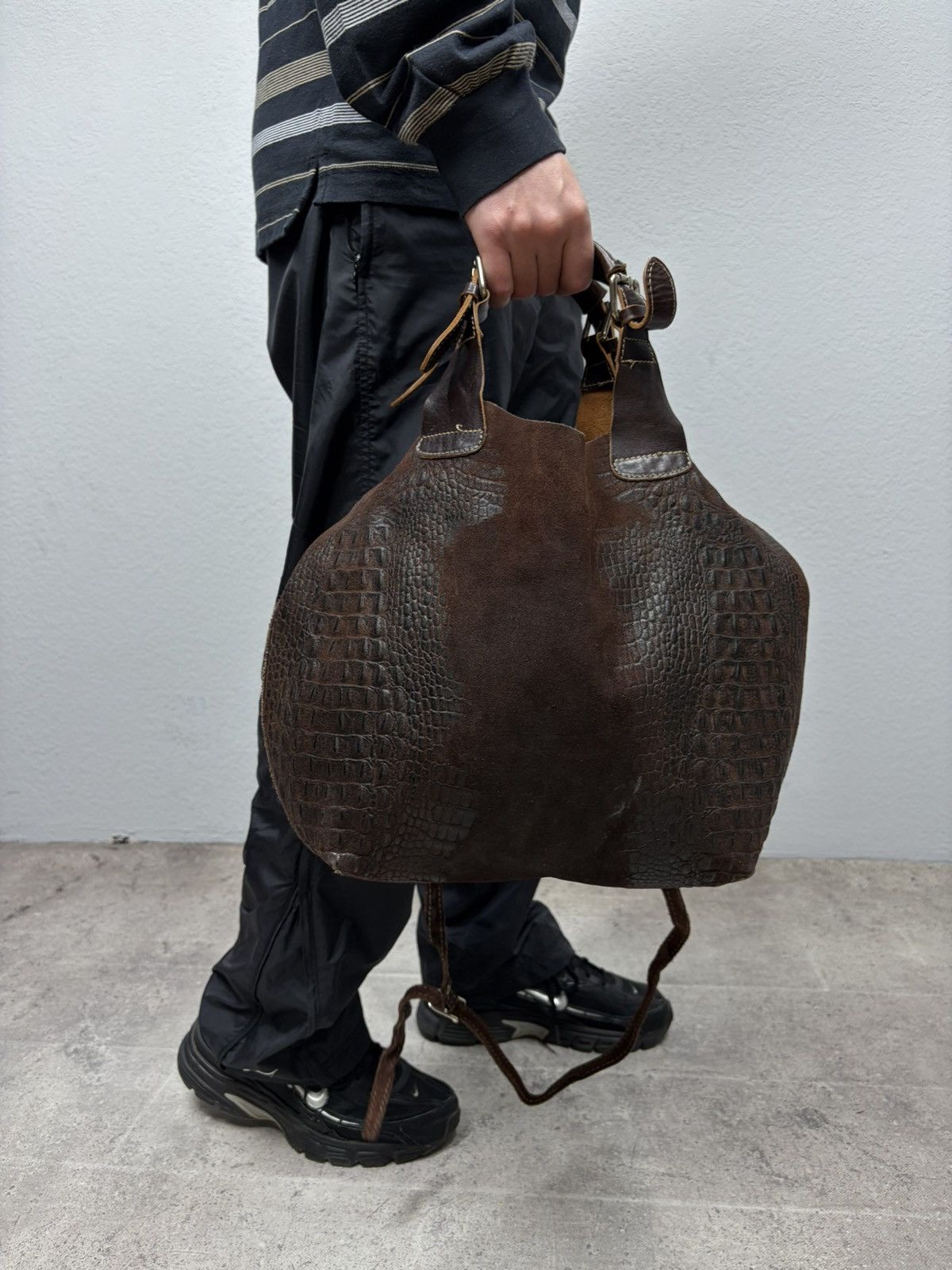 If Six Was Nine Distressed Leather Studded Bag Rick Owens Vibe y2k Dark Punk Size ONE SIZE - 3 Thumbnail