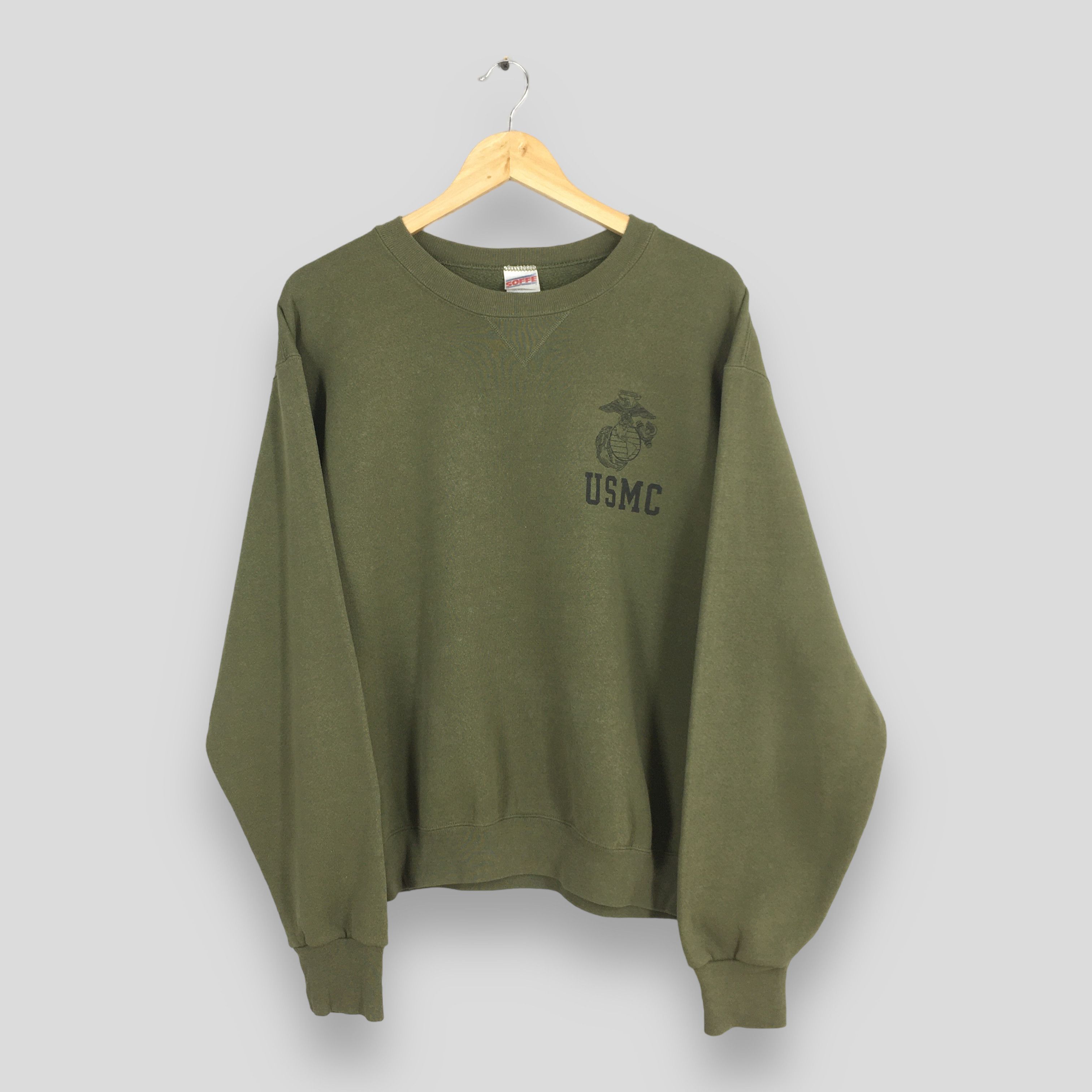 Soffe Vintage 90's Usmc Marines Green Sweatshirt Medium Size US M / EU 48-50 / 2 - 1 Thumbnail