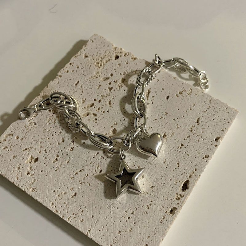 Jewelry × Vintage Sweet Love Heart Star Bracelet Size ONE SIZE - 4 Thumbnail