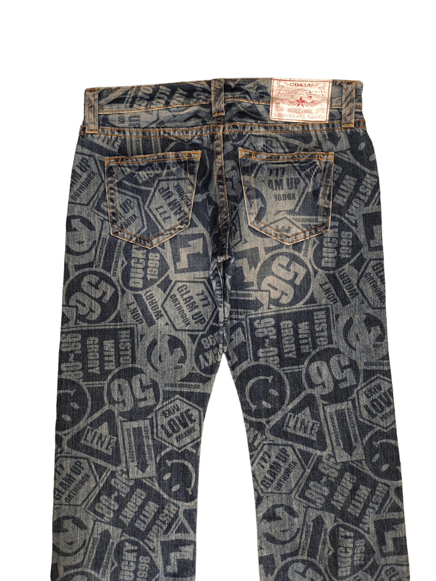 Hysteric Glamour Loose Jeans Co&Lu Full Print Sign Logo Denim Wide Leg Y2k Size US 34 / EU 50 - 11 Thumbnail