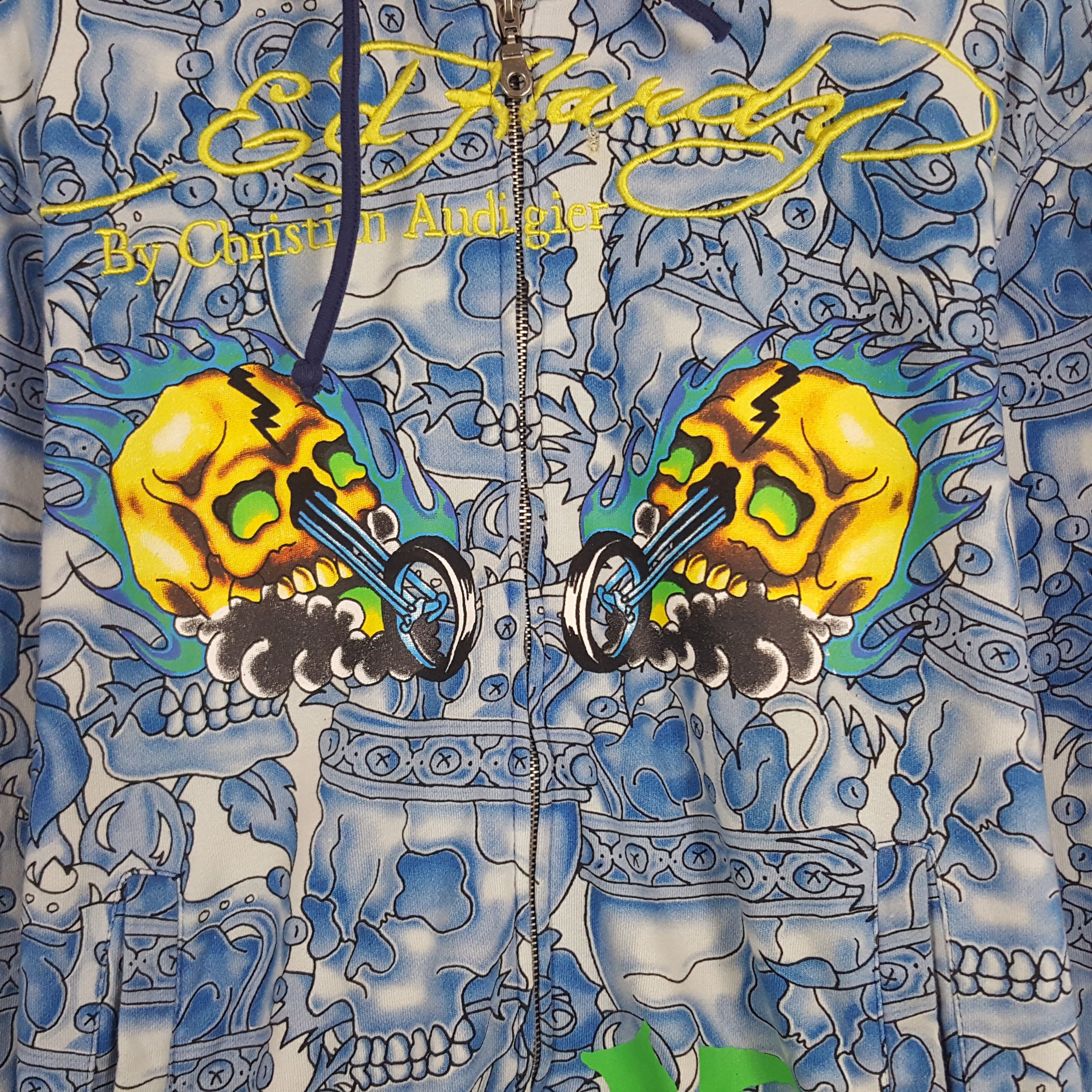 Christian Audigier × Ed Hardy × Vintage Vintage Ed Hardy by Audigier Overprinted Jacket Hoodies Size US M / EU 48-50 / 2 - 4 Thumbnail