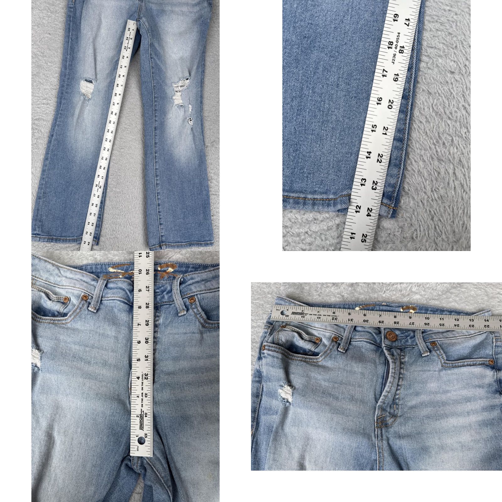 Vintage Seven7 Jeans Women Bootcut Jeans Blue Light Wash Distressed 28x25 4 Casual Denim Pants 5-Pocket Design Size 27" / US 4 / IT 40 - 8 Thumbnail