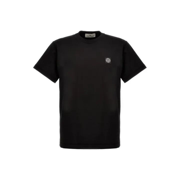 Stone Island Black Logo Cotton T-Shirt
