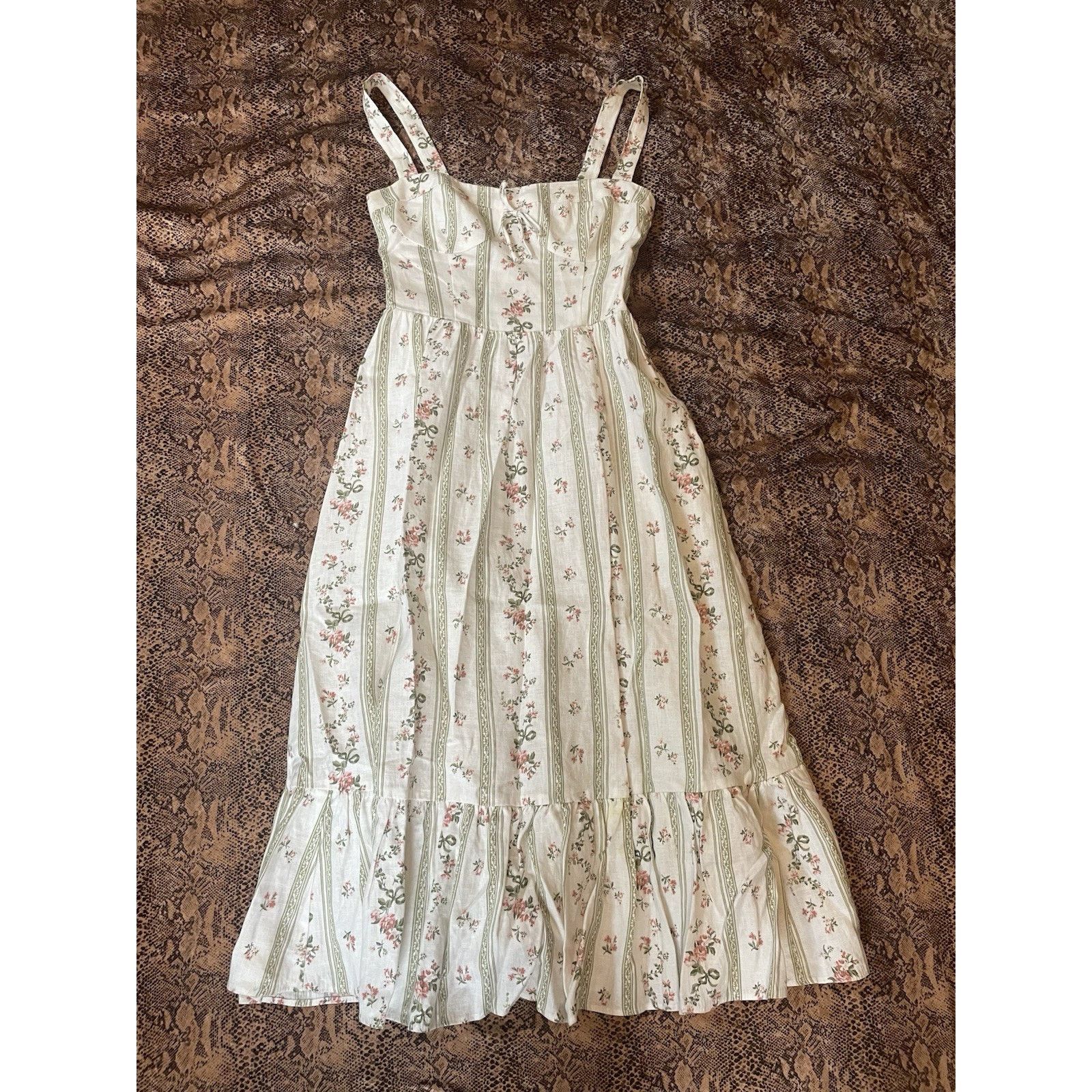 Reformation Maegan Linen Midi Dress Heather Floral Print 2 -  homelandexpress.co.uk