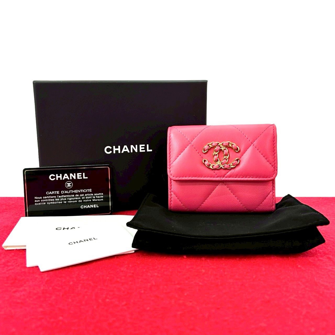 Chanel Chanel Chanel Coco Mark Leather Trifold Wallet Leather Short Wallet DUTY FREE for USA Size ONE SIZE - 1 Thumbnail