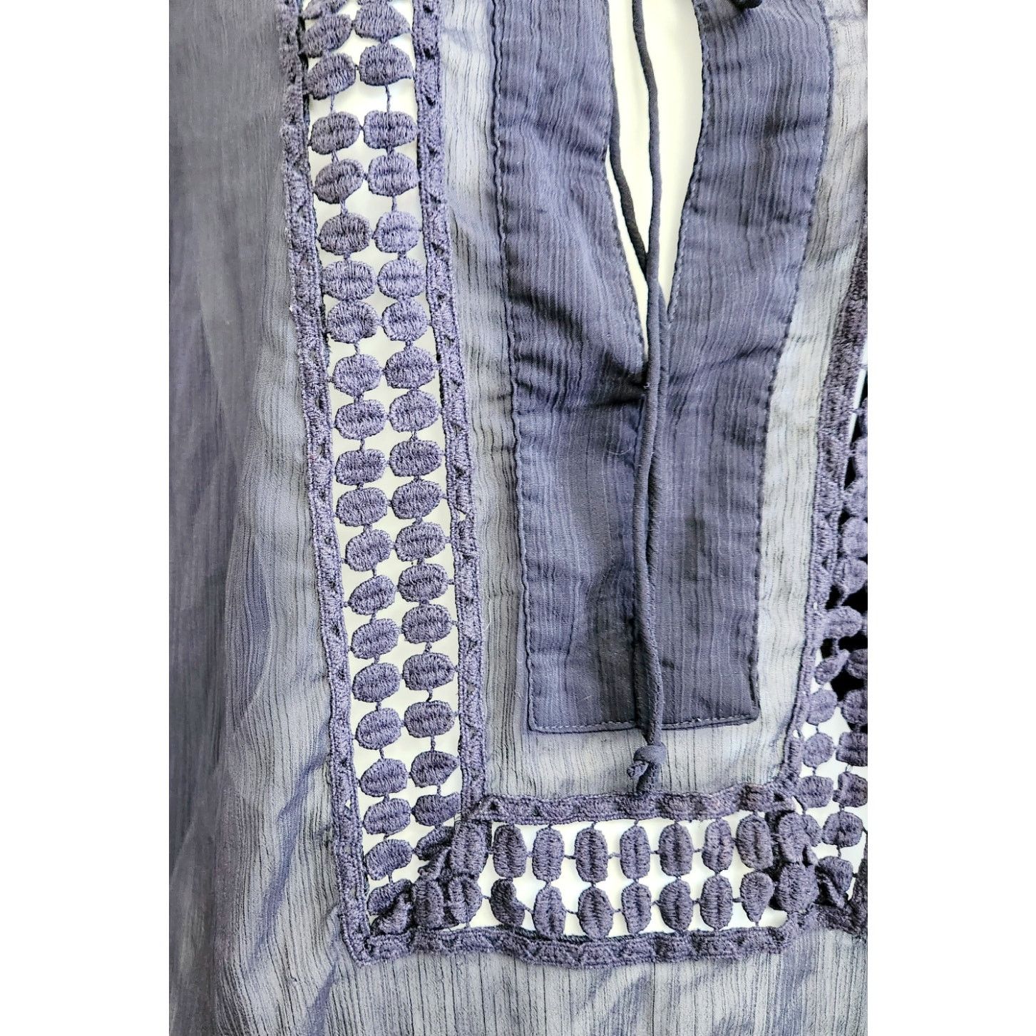 Other Charming Charlie Blue Sheer Crochet Detail Bodice Top Medium Size M / US 6-8 / IT 42-44 - 2 Thumbnail