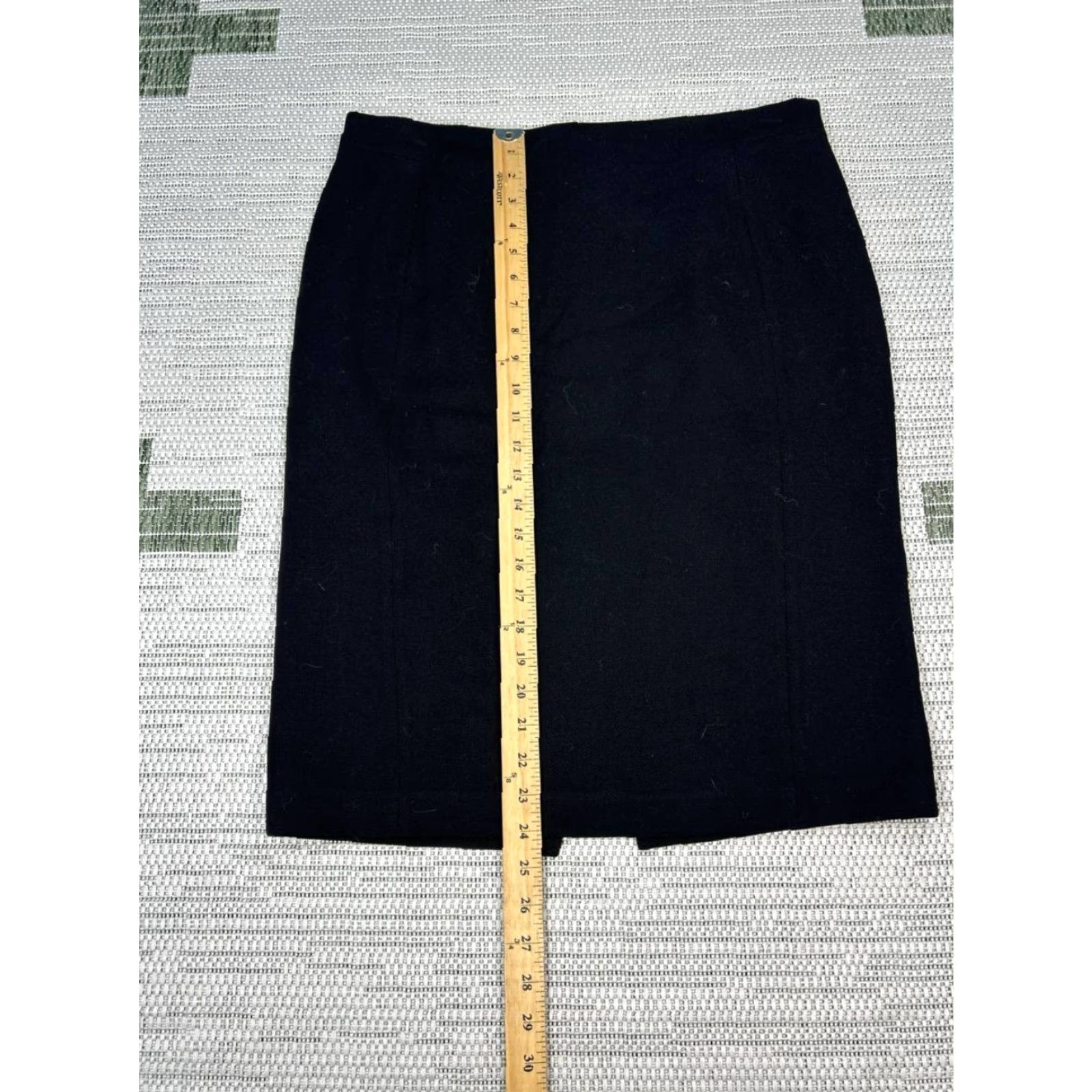 Vintage Hobbs London Helena Pique Pencil Skirt Womens 10 Black Straight Back Zip Slit Size 32" / US 10 / IT 46 - 3 Thumbnail