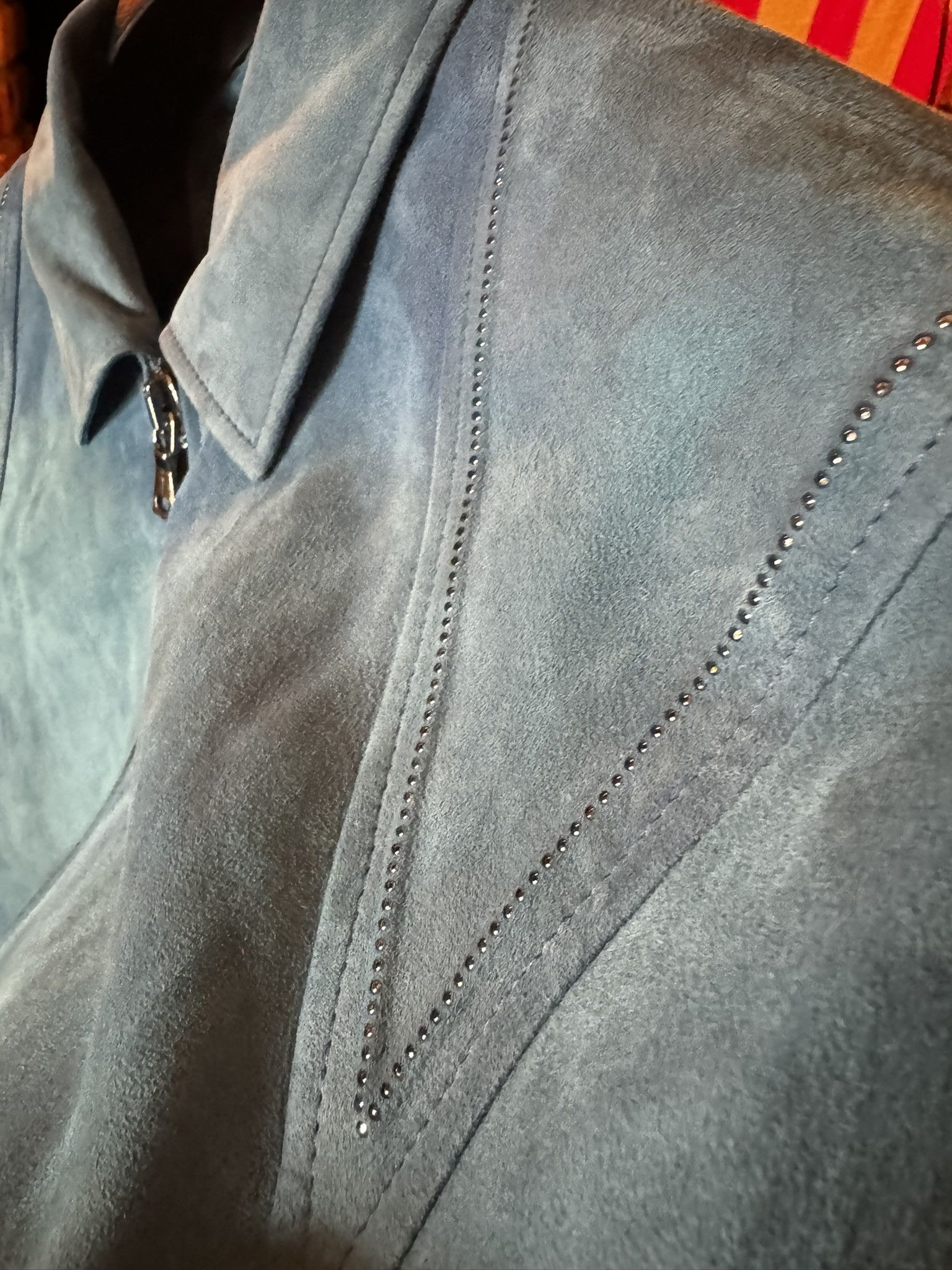 John Varvatos $2498 JOHN VARVATOS Blue Steel ROCKAWAY Suede Jacket sz 48 Size US M / EU 48-50 / 2 - 5 Thumbnail