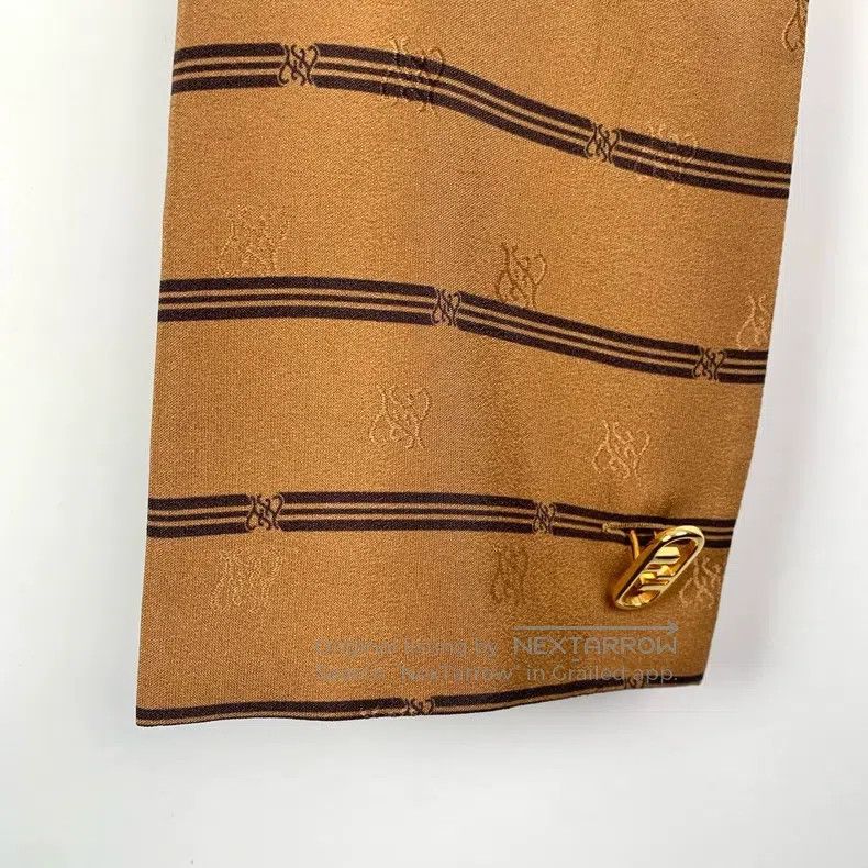 Fendi Fendi Dark Pattern Collar Brown Stripe Silk High Waist Lon Size XS / US 0-2 / IT 36-38 - 4 Thumbnail