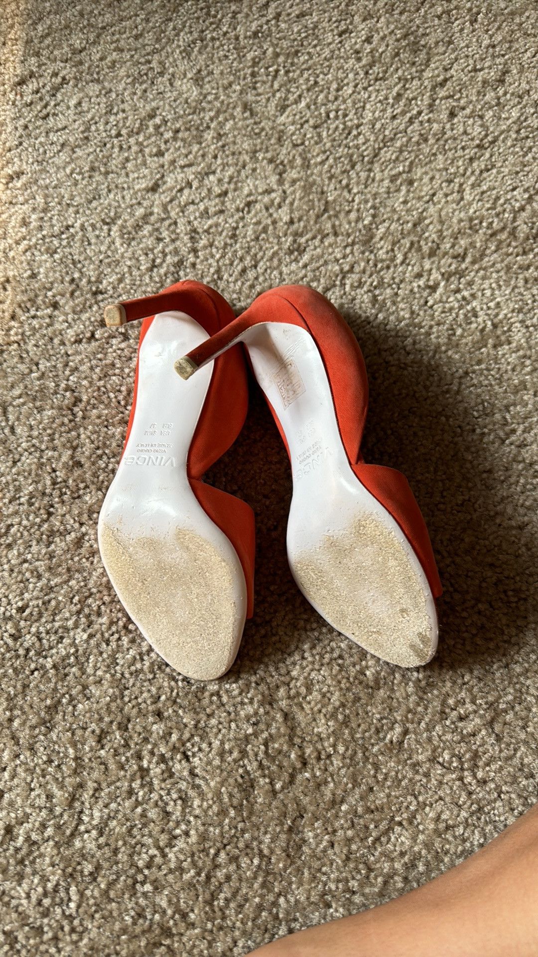 Vince Coral Red Suede Heels Size US 6.5 / IT 36.5 - 4 Thumbnail
