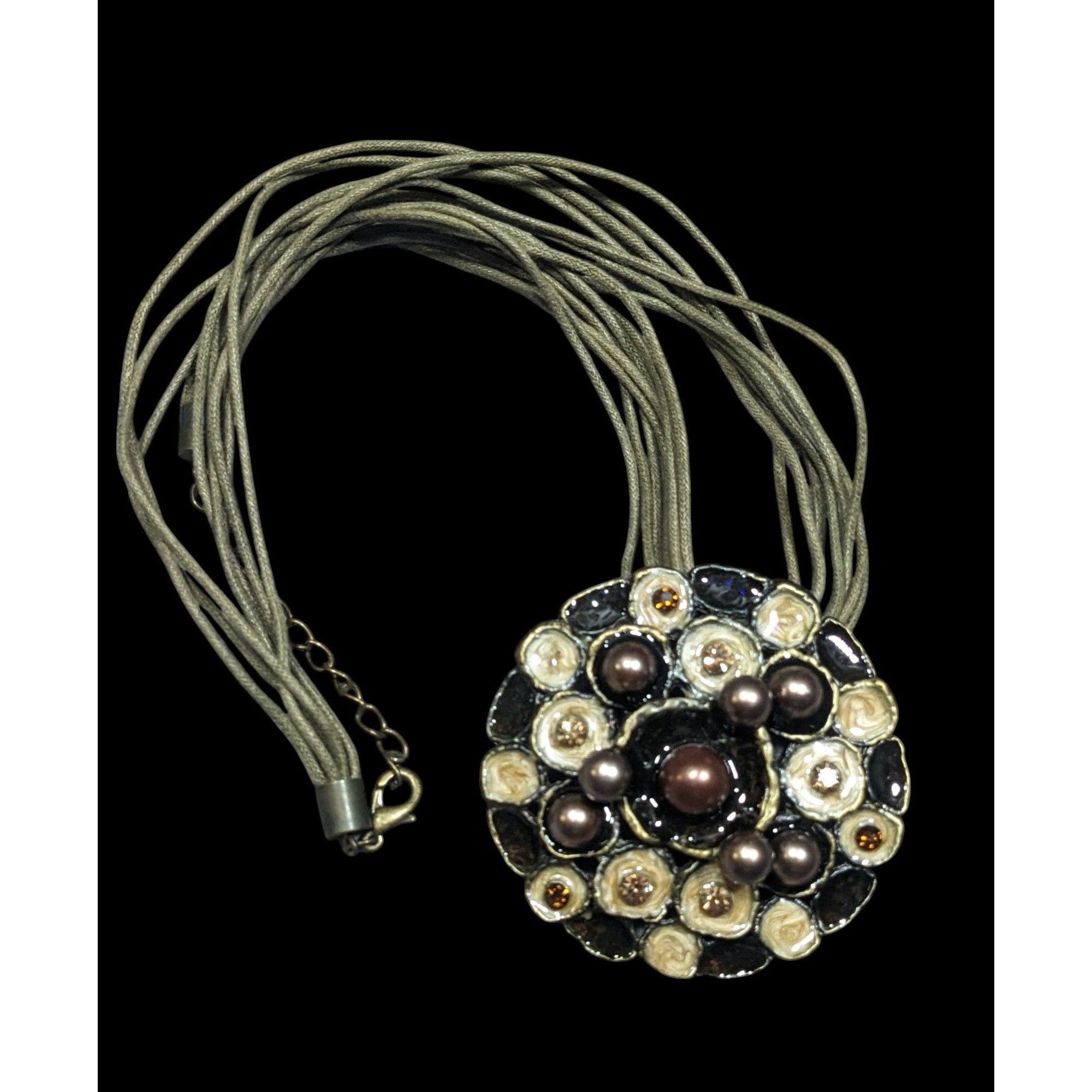 Other Abstract Floral Pearl Rhinestone And Enamel Pendant Necklace Size ONE SIZE - 1 Thumbnail