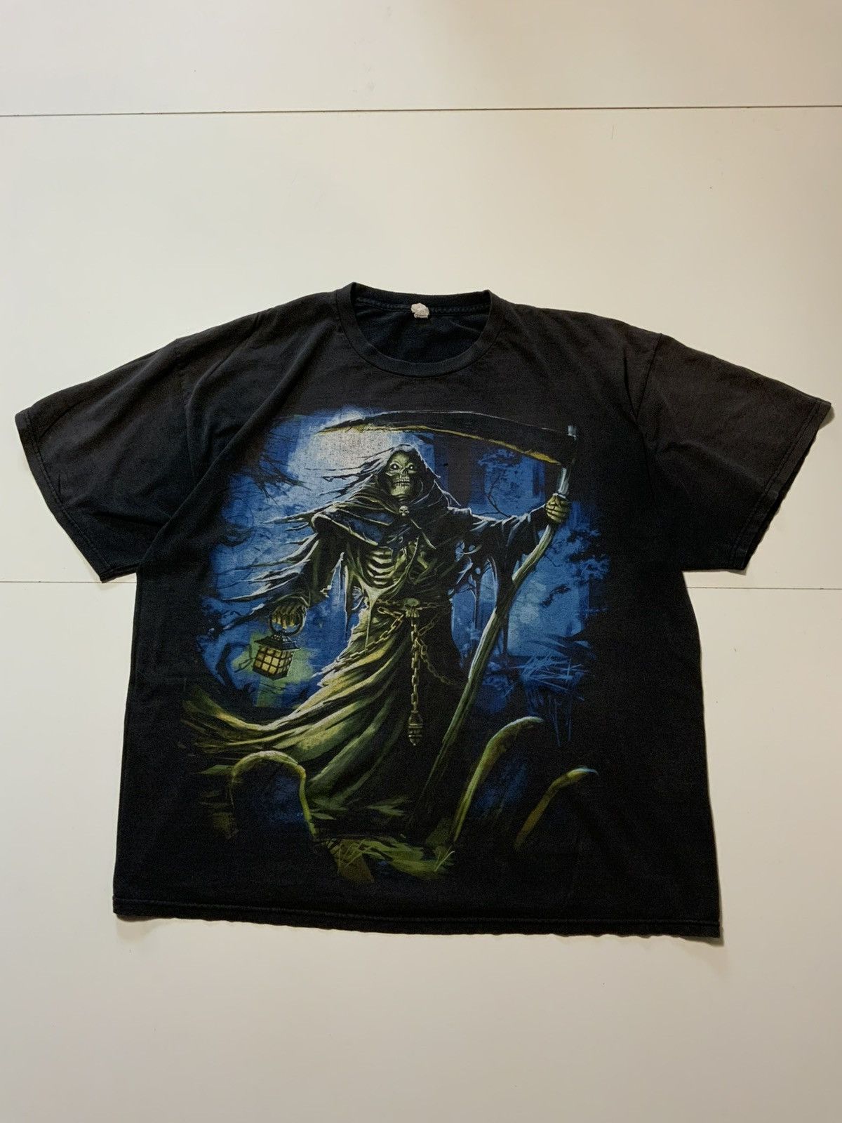 Alstyle Vintage Y2K Grim Reaper Death Skull Skeleton Scythe T-Shirt Size US XXL / EU 58 / 5 - 1 Thumbnail