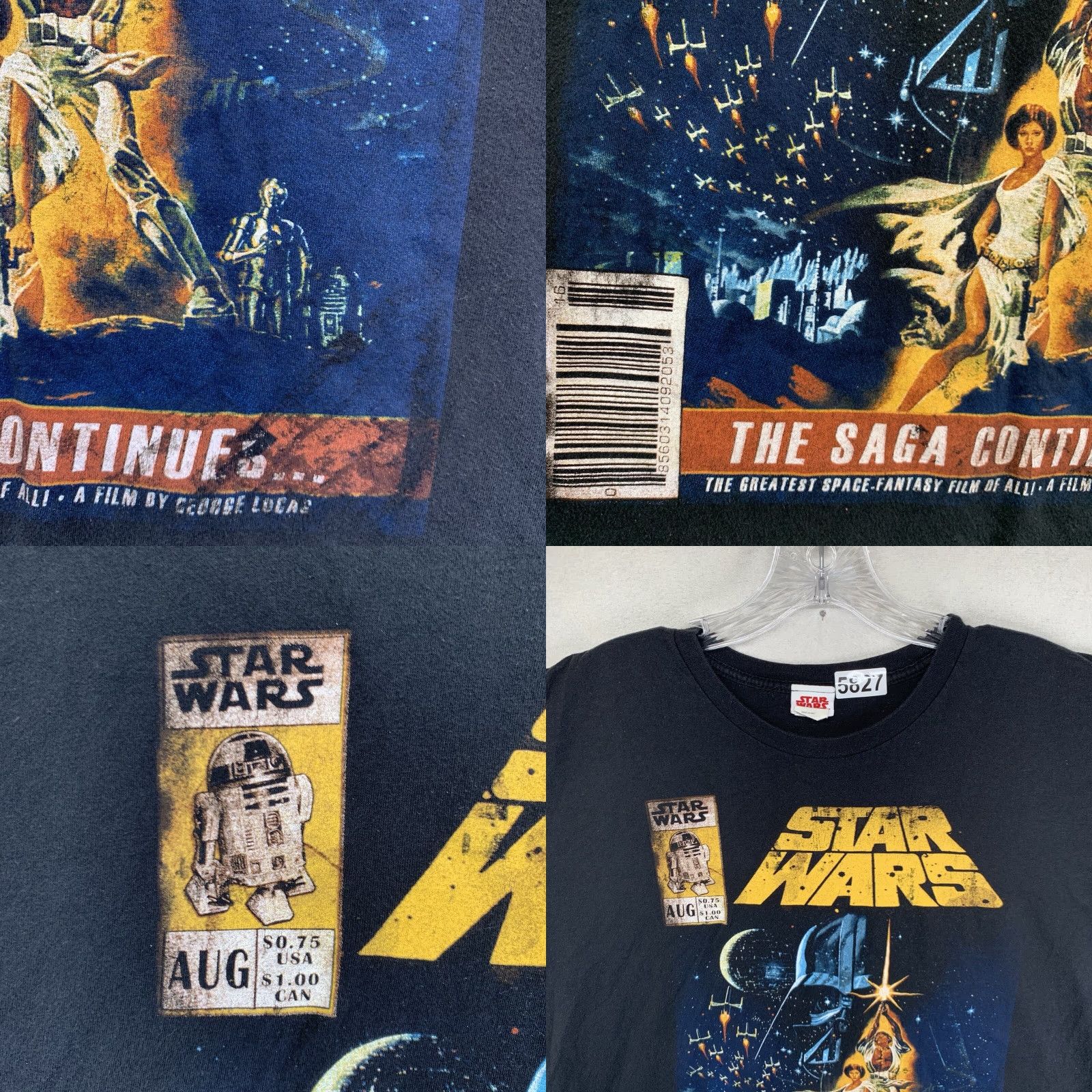 Star Wars Star Wars Comic Book Art T-Shirt Unisex Adult Large Black Graphic Print Vader Luke Leia Size US L / EU 52-54 / 3 - 8 Thumbnail