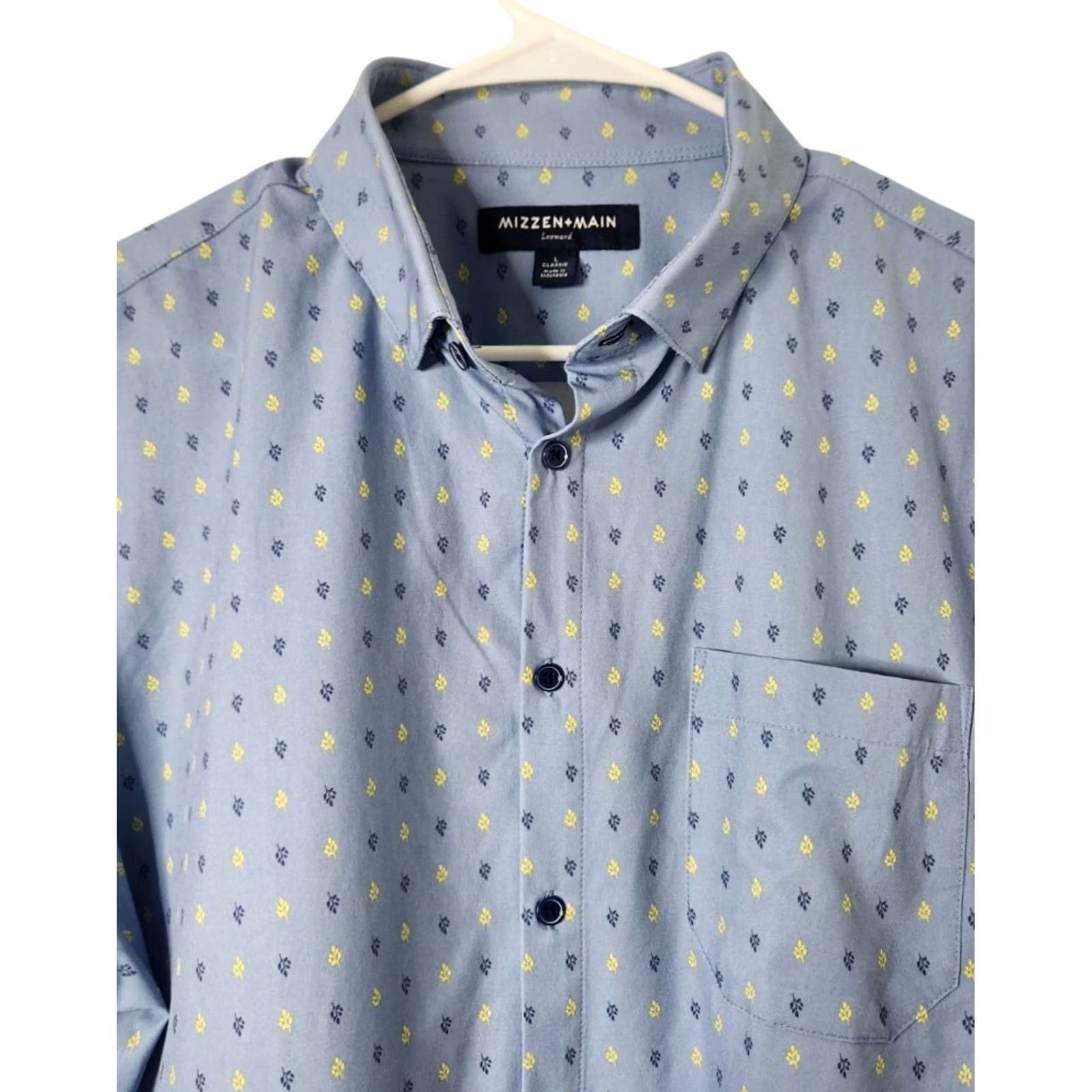Mizzen+Main Mizzen+Main Leeward Button-Down Performance Shirt Short Sleeve L Blue Mens Shirt Polo Golf Stretch Size US L / EU 52-54 / 3 - 3 Thumbnail