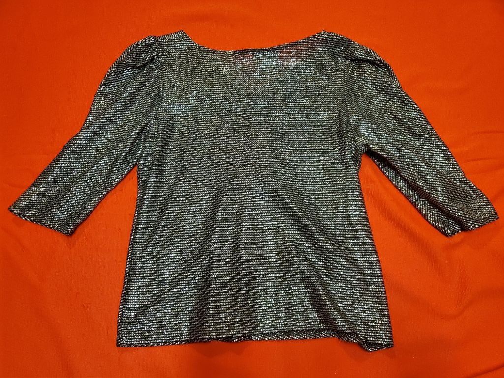 Vintage Vintage 1970s Silver Lurex Disco Shirt Top Size M / US 6-8 / IT 42-44 - 3 Thumbnail