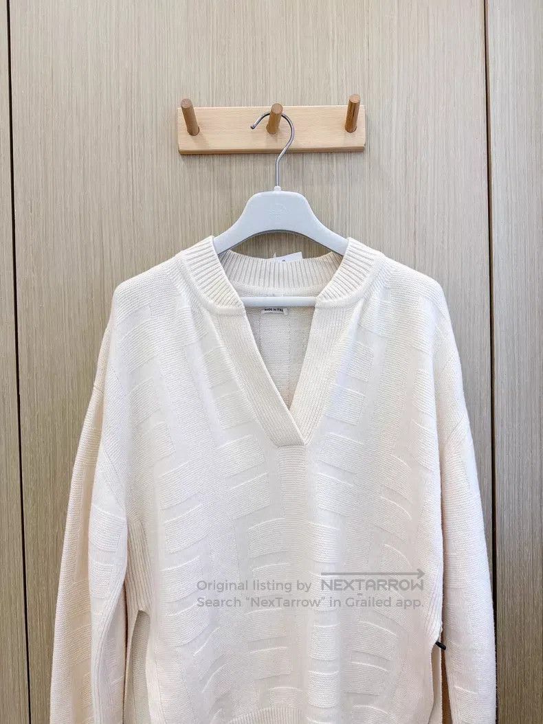 Hermes Hermes Ivory printed wool knit sweater cardigan, versatile Size XXS / US 00 / IT 34 - 2 Thumbnail