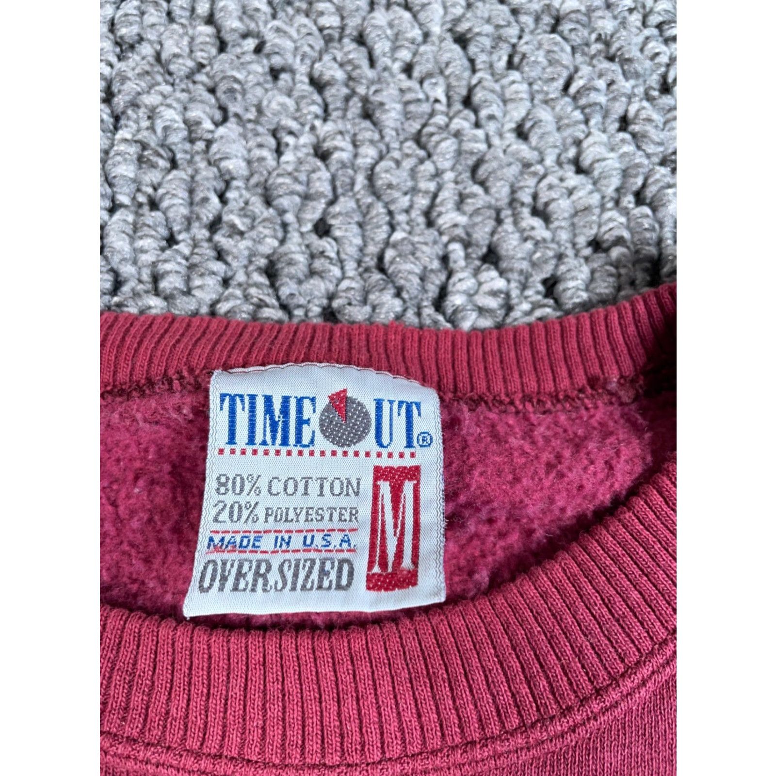 Vintage VTG Black Lake Michigan Sweatshirt Adult Medium Dark Red Crewneck Time Out Logo US Made 90s City Nature Outdoor Retro Mens Size US M / EU 48-50 / 2 - 3 Thumbnail