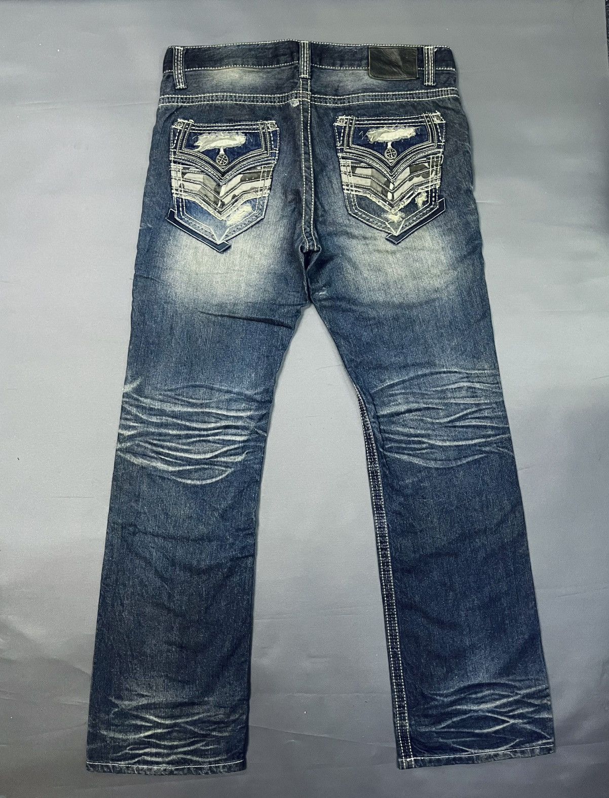Affliction × Le Grande Bleu (L.G.B.) AFFLICTION BLAKE JEAN DISTRESSED DENIM JEANS Size US 34 / EU 50 - 4 Thumbnail