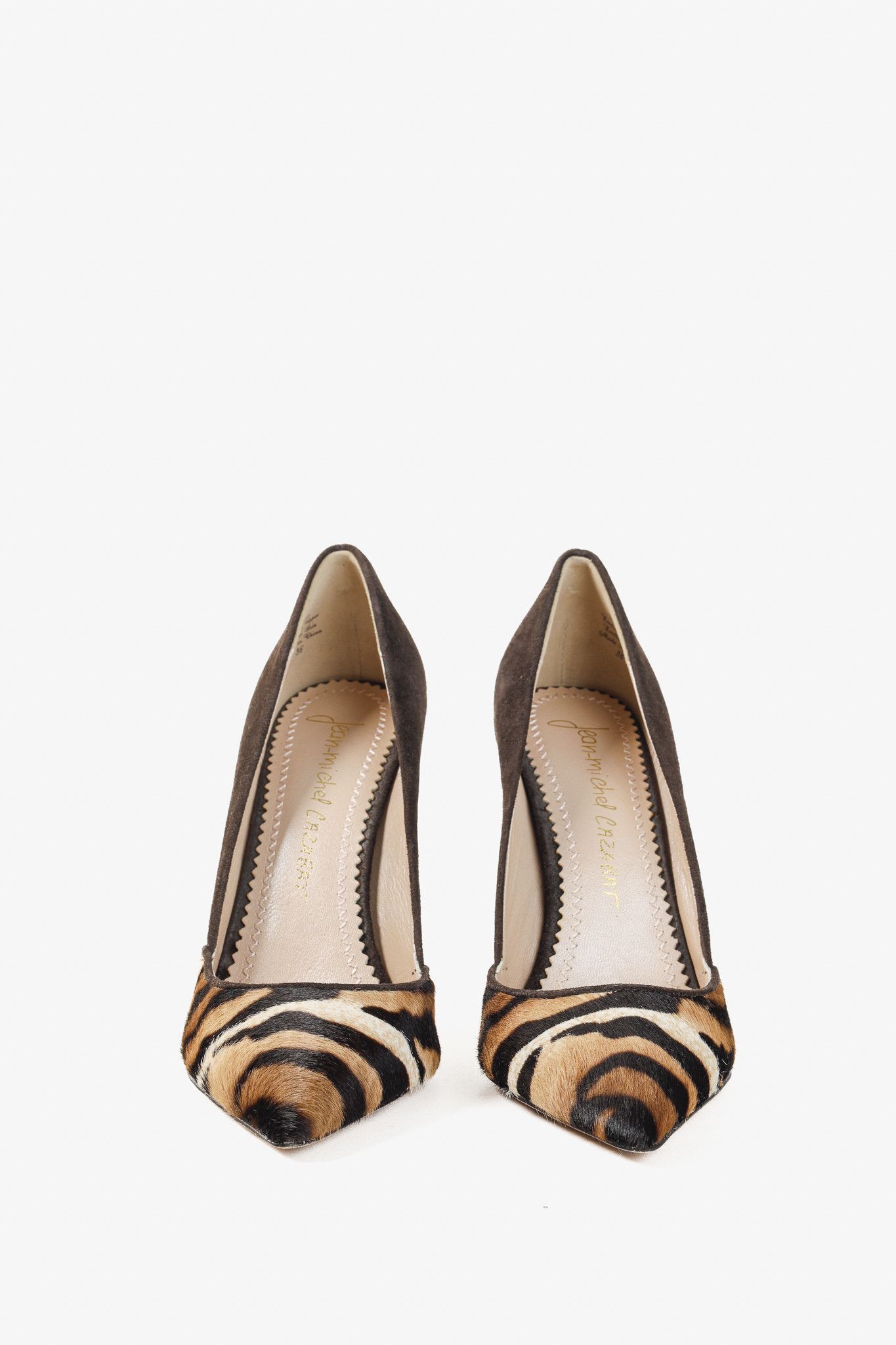 CAZABAT Jean-Michel Cazabat Animal Print Ponyhair/Suede Pointy Pumps Size US 5.5 / IT 35.5 - 2 Thumbnail