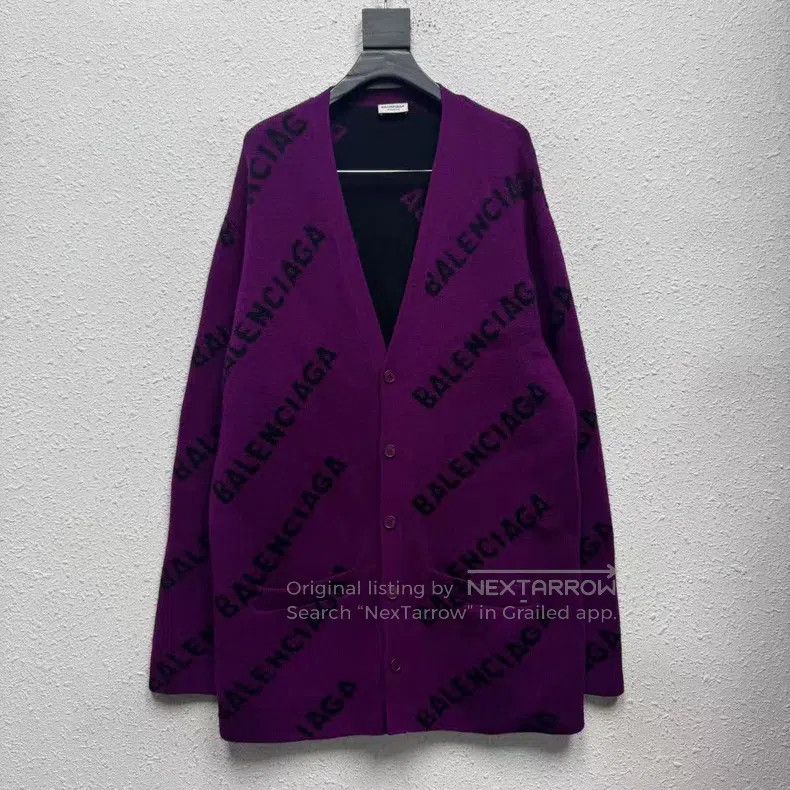 Balenciaga Balenciaga Fuchsia Bullet Full Print Knit Wool Open Cardig Size US M / EU 48-50 / 2 - 2 Thumbnail