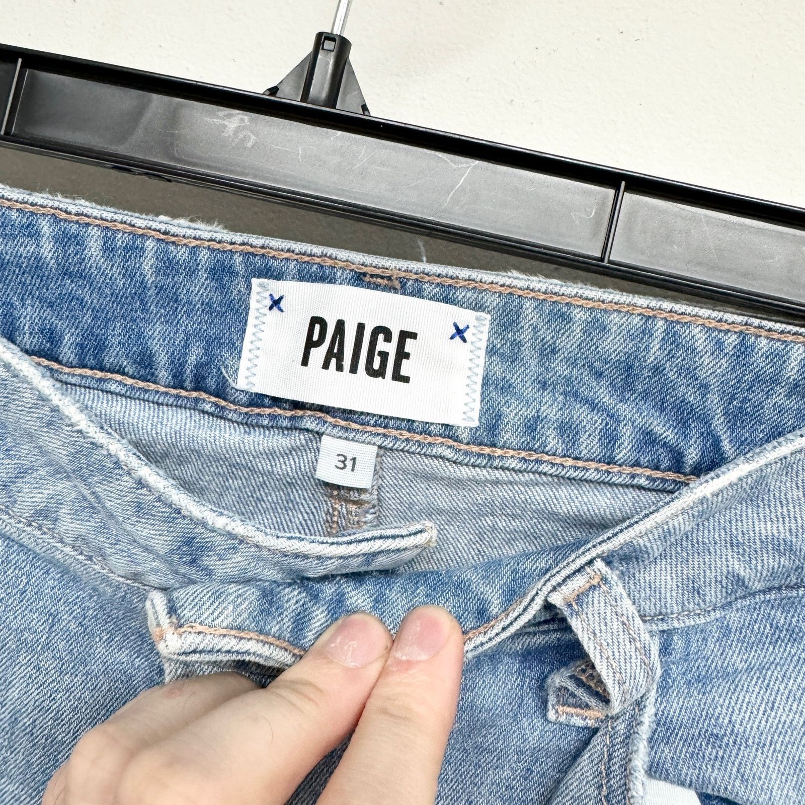 Paige PAIGE Sarah Slim w/ Raw Details Laken Distressed Jeans 31 Size 31" - 4 Thumbnail