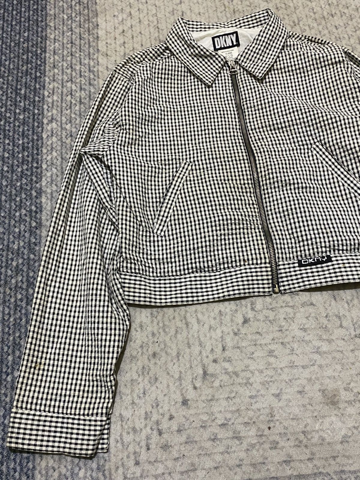 DKNY × Donna Karan × Vintage VINTAGE 90s DKNY CROPPED PLAID JACKET Size M / US 6-8 / IT 42-44 - 2 Thumbnail