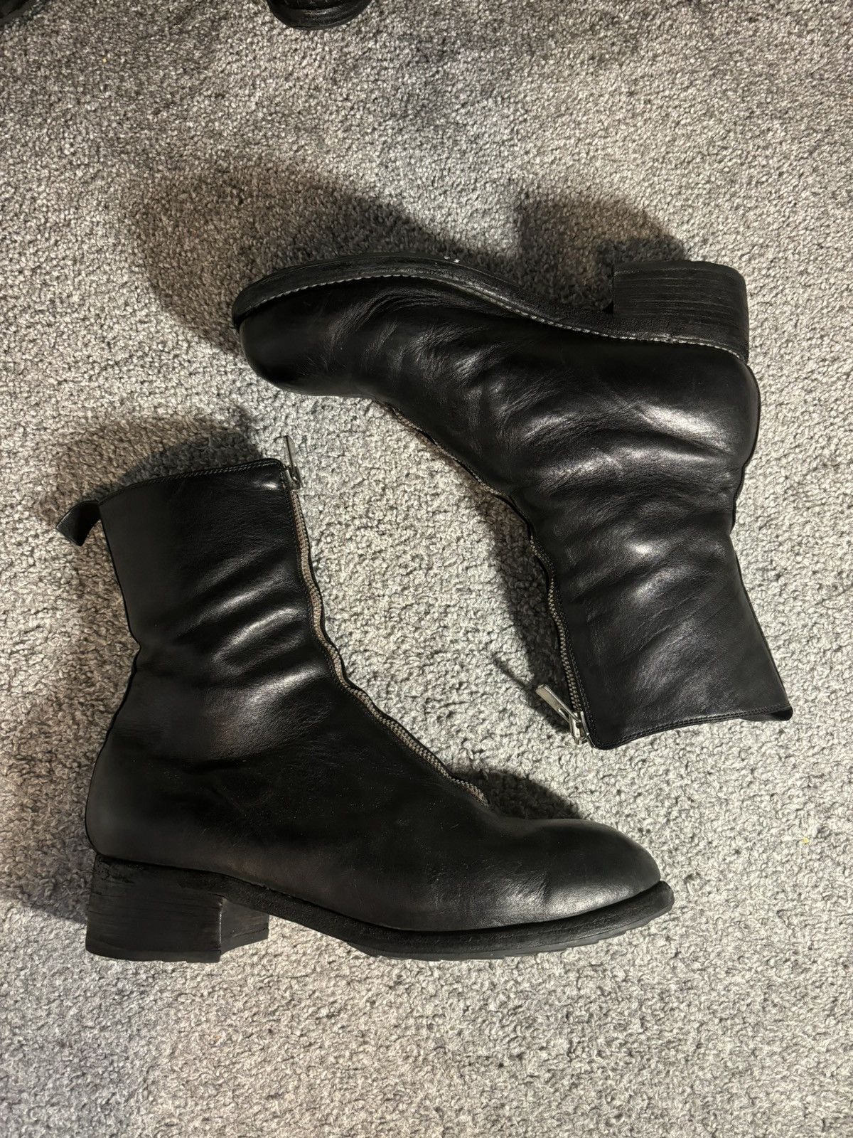 Pre-owned Guidi Pl2 Front Zip Boots In Black