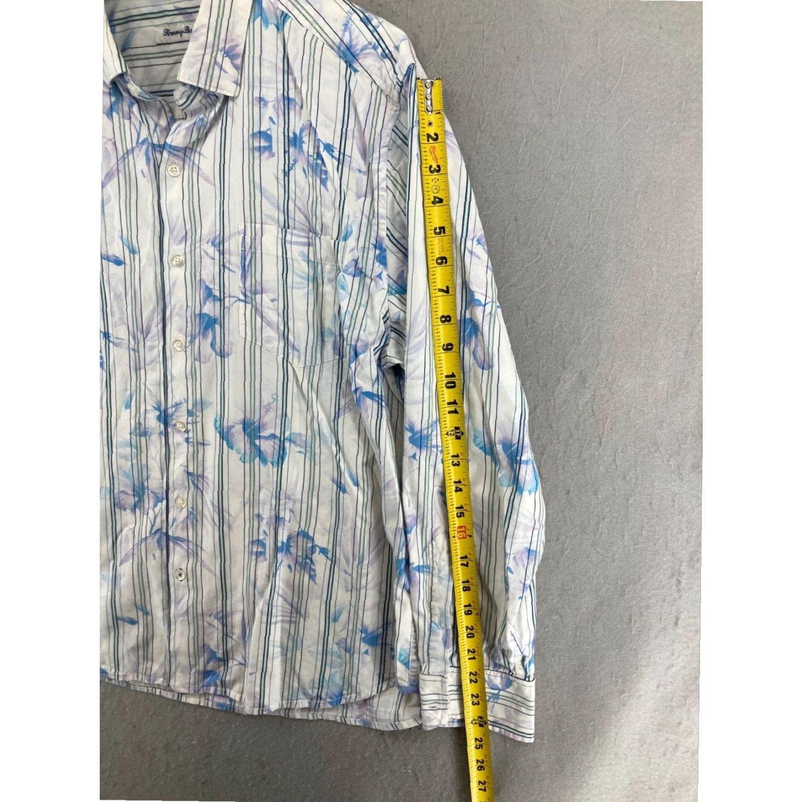 Tommy Bahama Mens Tommy Bahama XL Extra Large Shirt Floral Stripe Button Up Size US XL / EU 56 / 4 - 4 Thumbnail