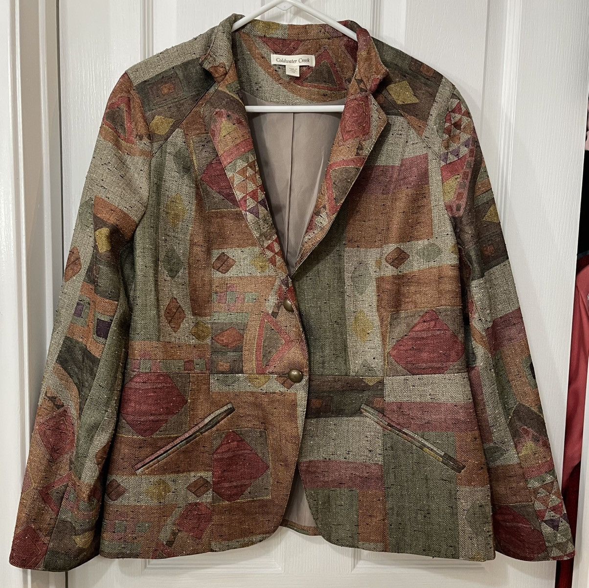 Vintage Coldwater Creek Blazer Artistic Patchwork Design Size XXL / US 16-18 / IT 52-54 - 1 Thumbnail