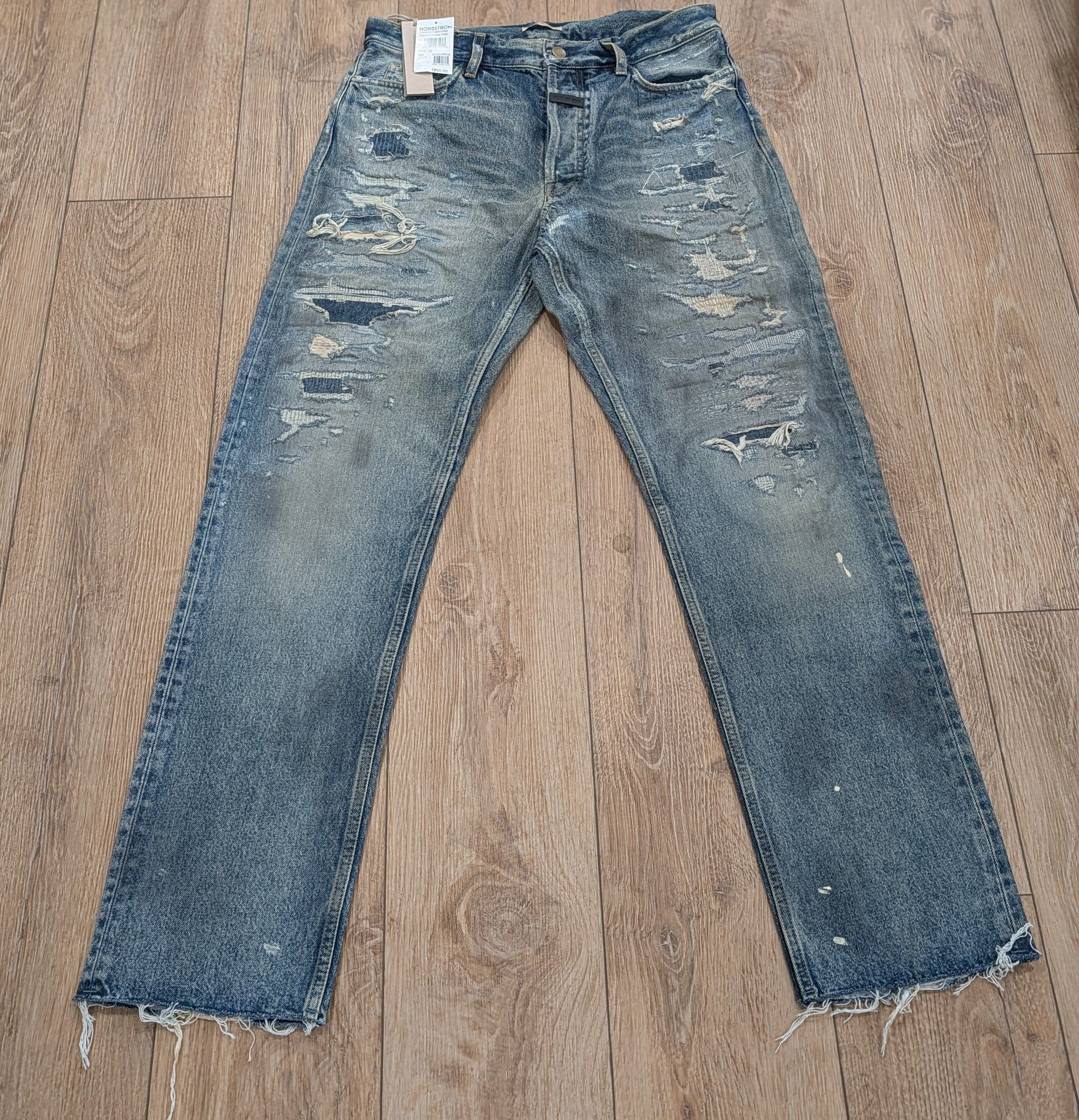 Fear of God FEAR OF GOD Distressed Straight Leg Jeans Vintage Indigo 33 Size US 33 - 1 Thumbnail