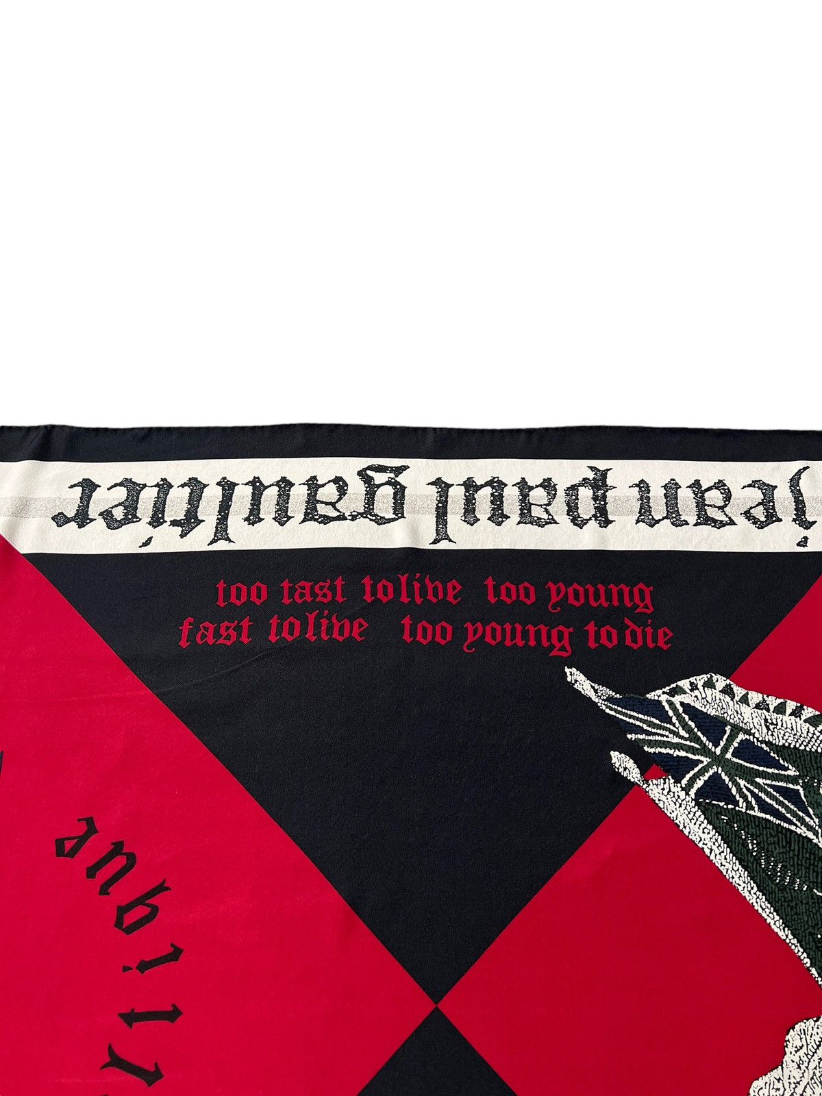 Jean Paul Gaultier Vintage JPG ‘Too Fast To Live, Too Young To Die” Silk Scarf Size ONE SIZE - 6 Thumbnail