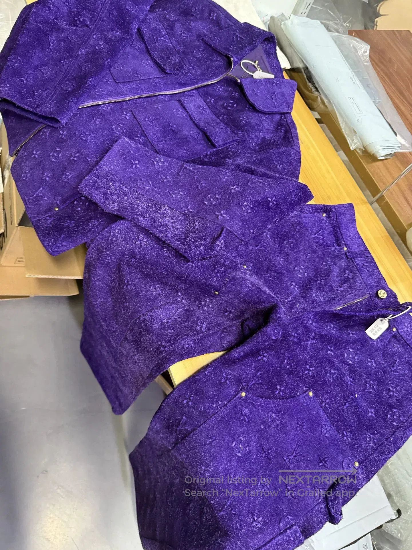 Louis Vuitton LV Purple Monogram Leather Jacket & Pants Set. Size US M / EU 48-50 / 2 - 2 Thumbnail