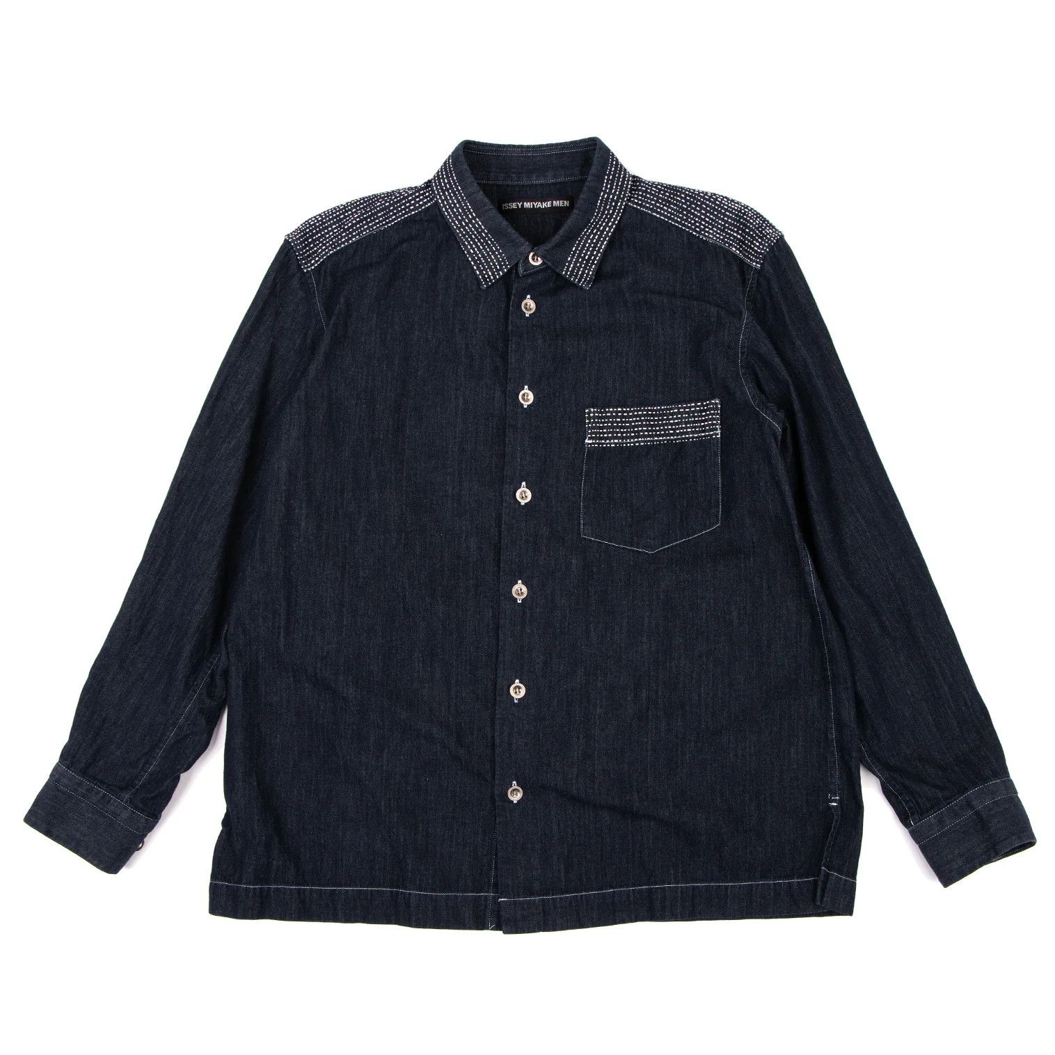 Issey Miyake Cotton Stitch Denim Shirt in Indigo Size US S / EU 44-46 / 1 - 1 Thumbnail