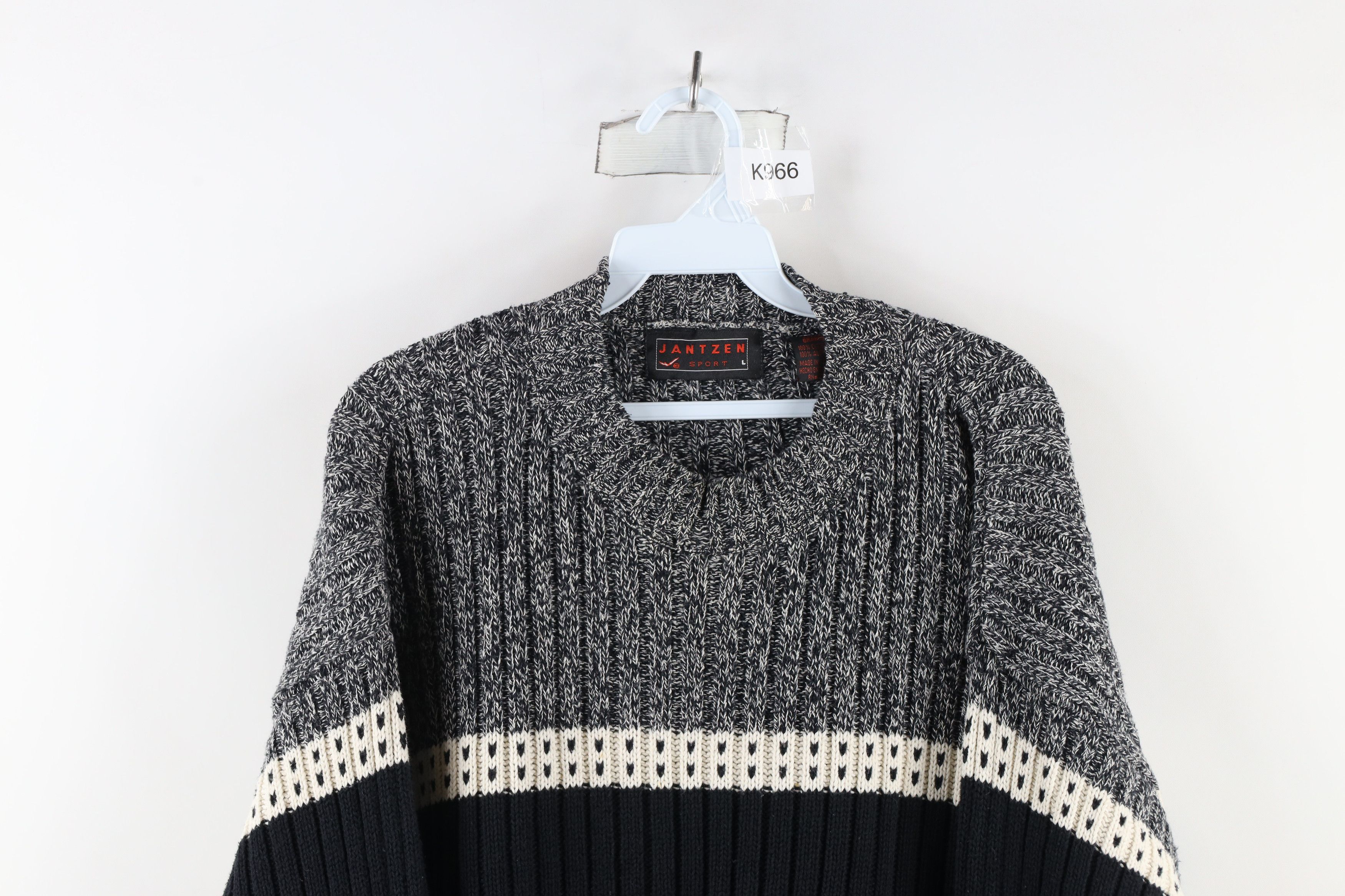 Vintage Vintage 90s Streetwear Block Chunky Ribbed Knit Dad Sweater Size US L / EU 52-54 / 3 - 2 Thumbnail