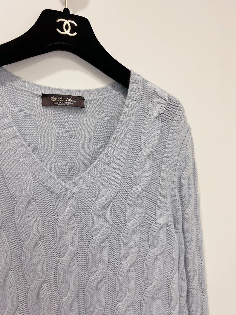 Loro Piana LORO PIANA Smog blue laver knitted cashmere V-neck cashmer Size M / US 6-8 / IT 42-44 - 5 Thumbnail