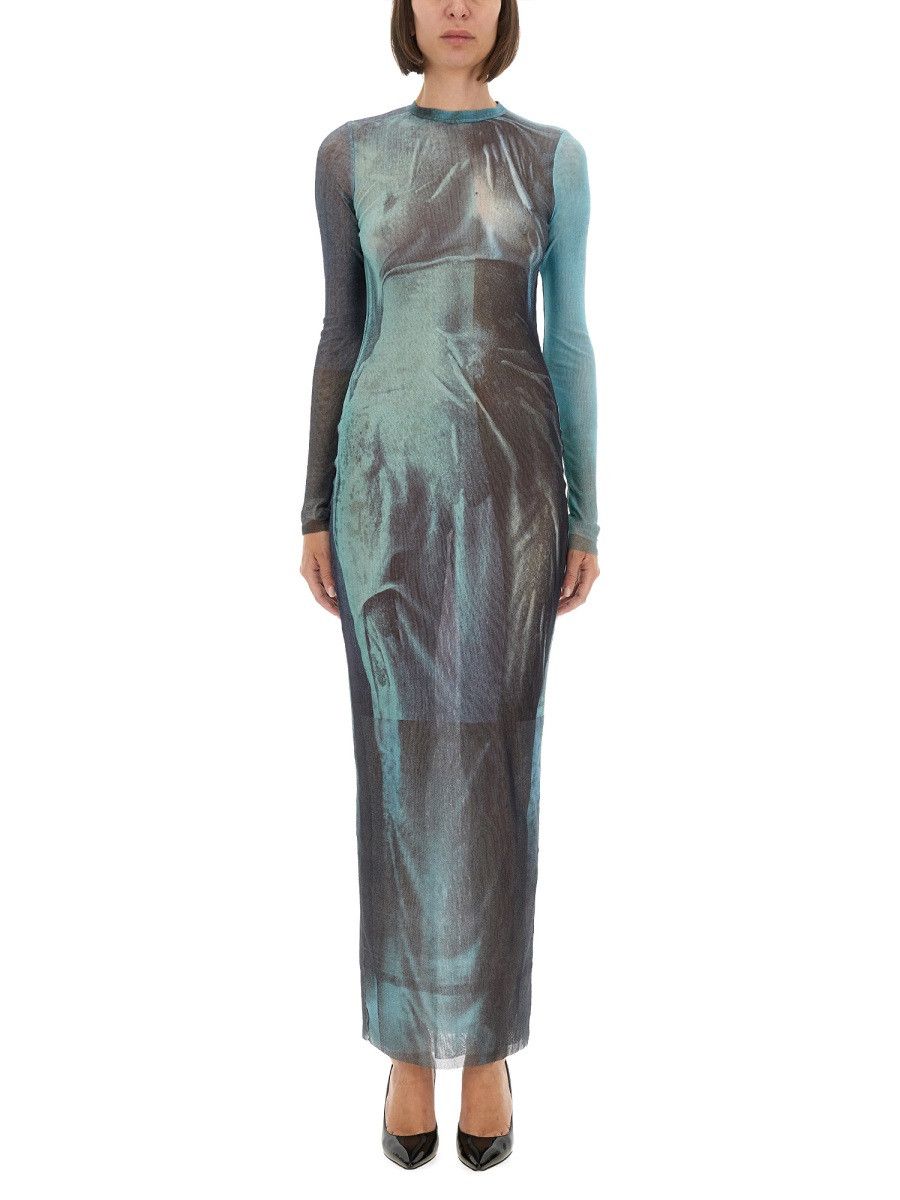 Jean Paul Gaultier "Water" Mesh Long Dress - Azure, Women's